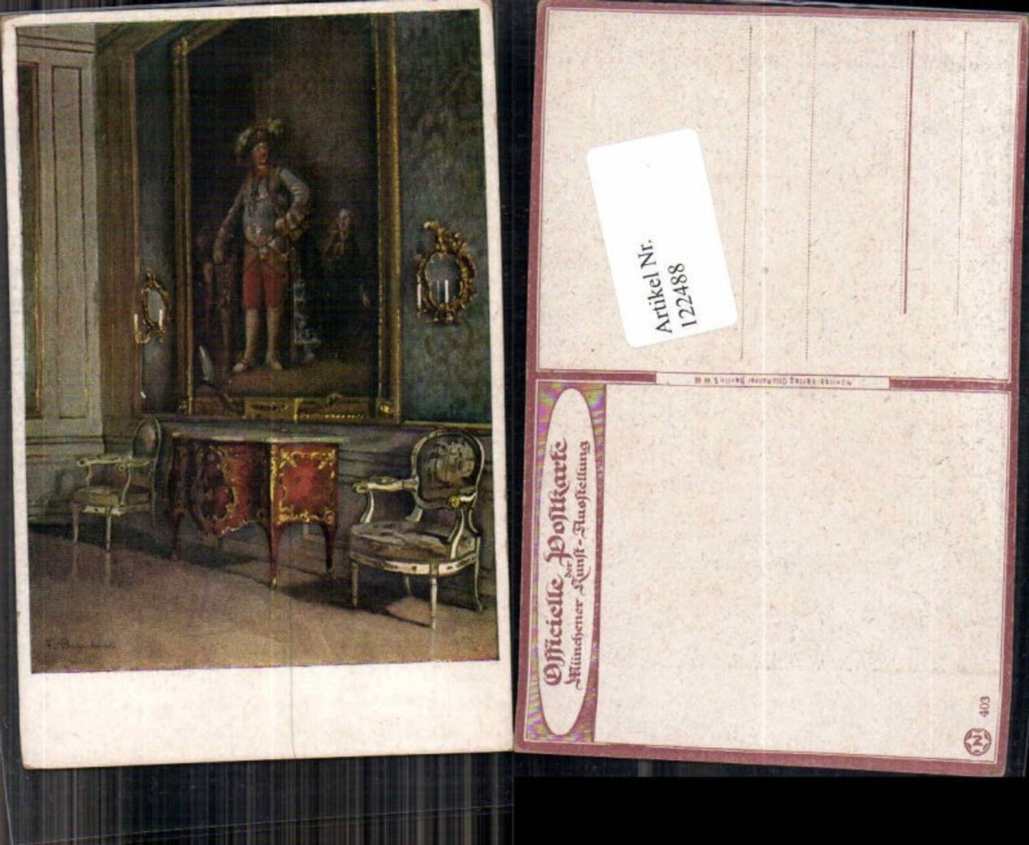 122488,KÜnstlerkarte Münchener Kunst Ausstellung Nr 403