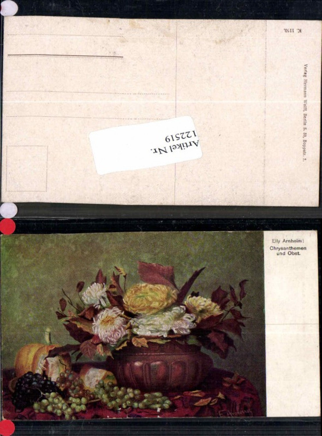 122519,Elly Arnheim Chrysanthemen und Obst Weintrauben Trauben