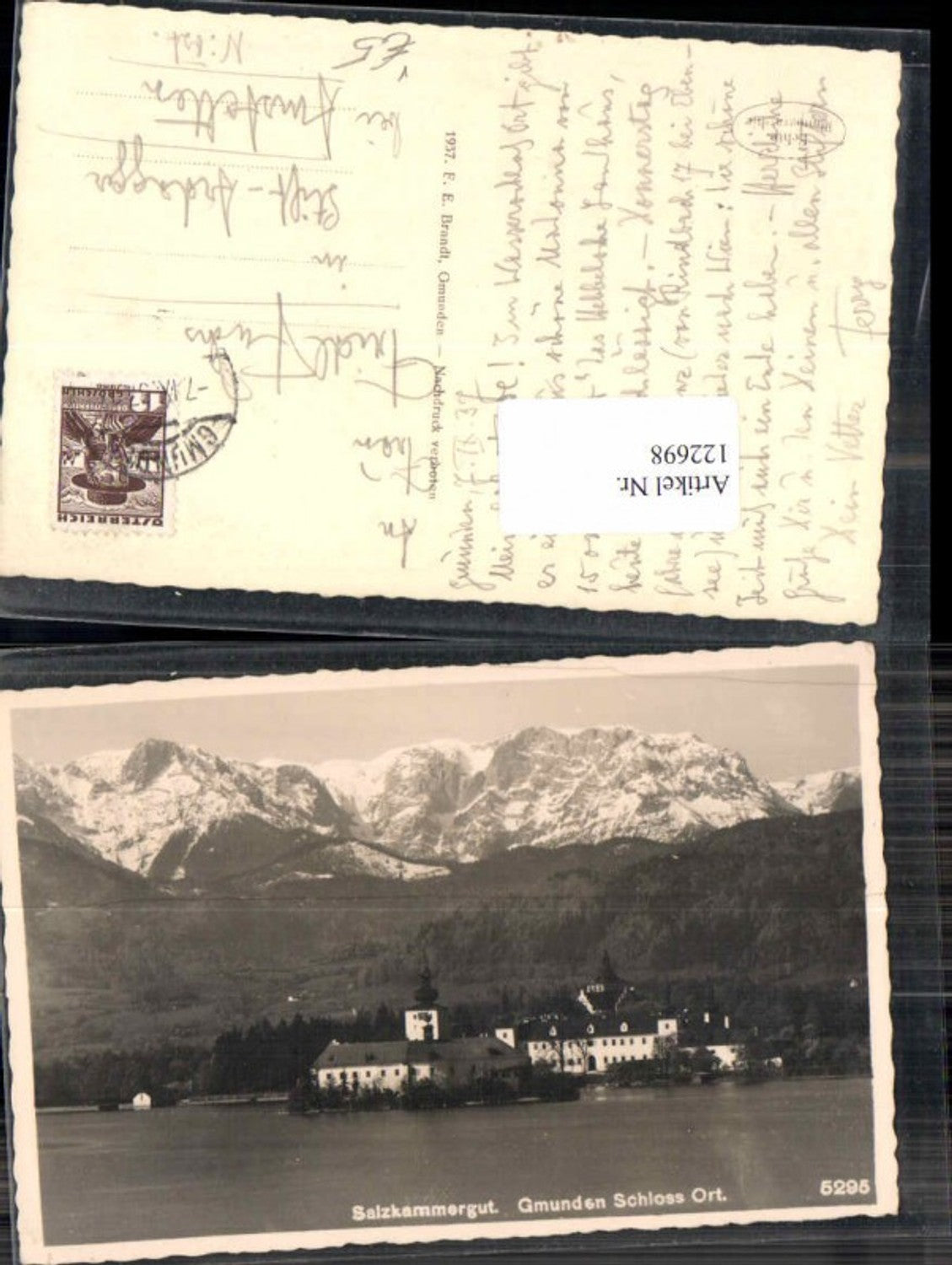 122698,Gmunden Partie zum Schloss Traunstein und Orth Brandt Nr 5295