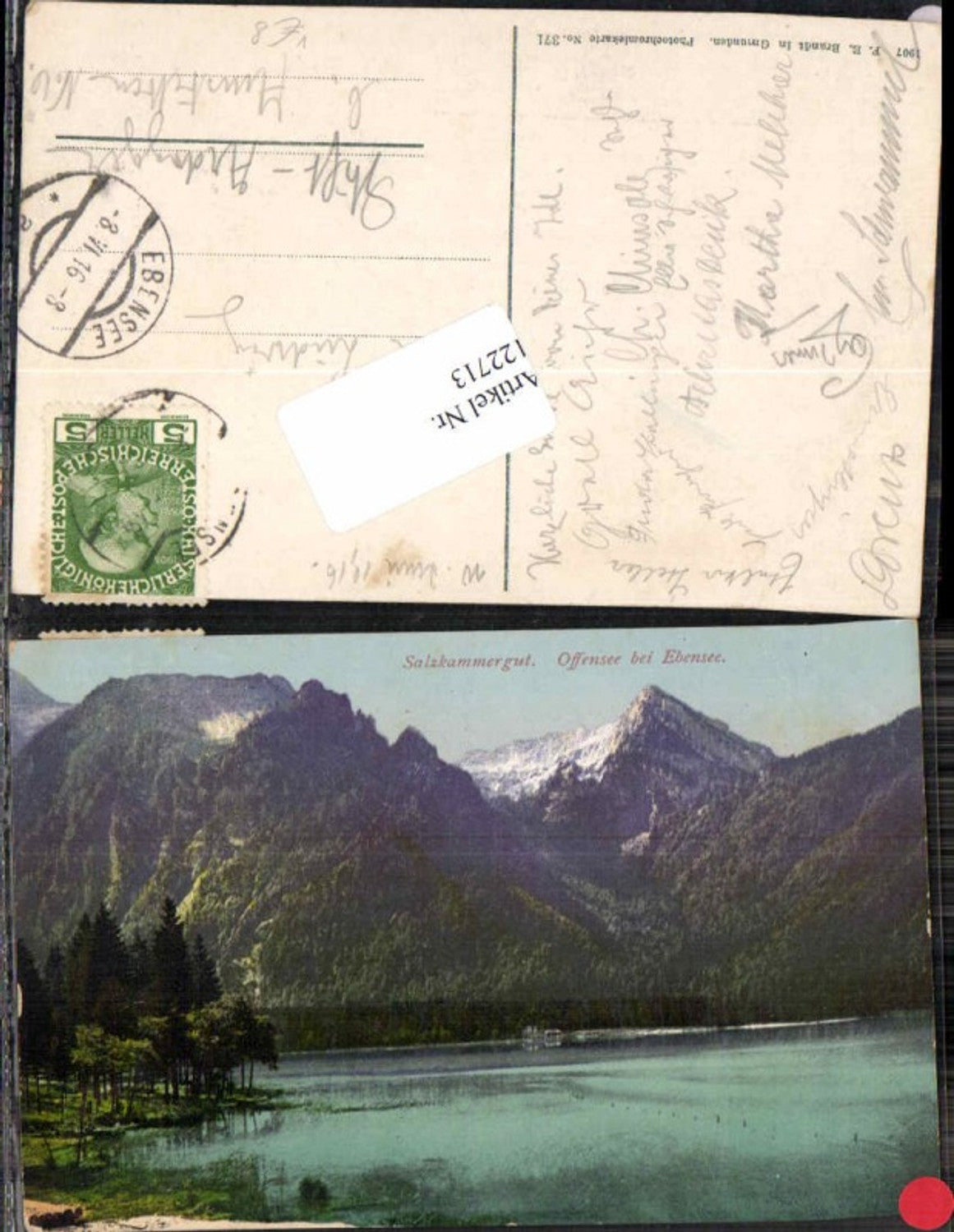 122713,Salzkammergut Offensee bei Ebensee Tolle Karte pub Brandt 371