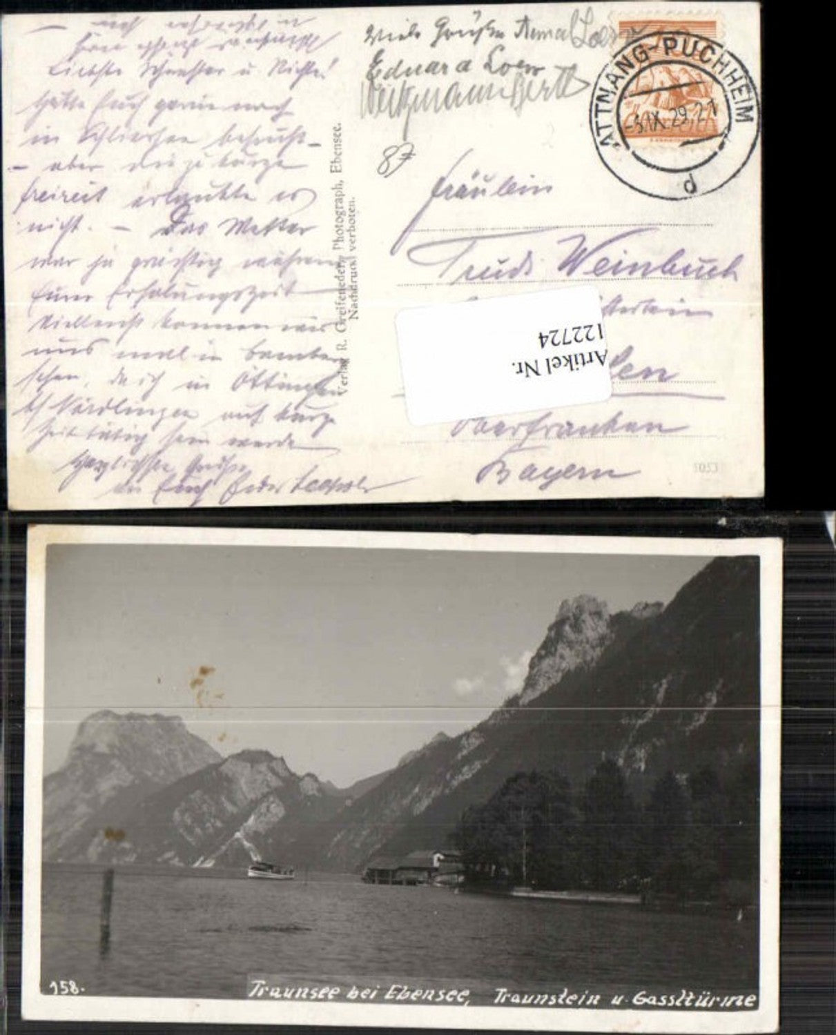 122724,Traunsee bei Ebensee Traunstein 1929