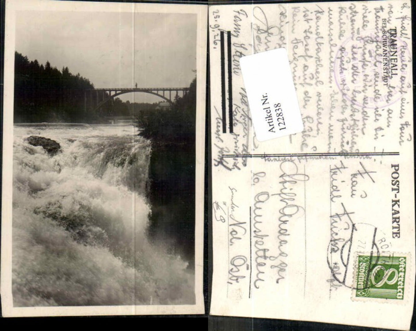 122838,seltene FotoAK Traunfall bei Gmunden Roitham 1928