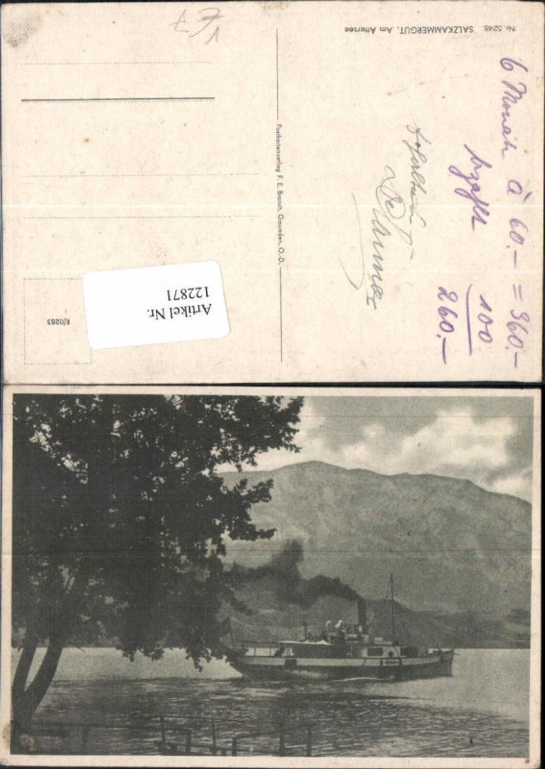 122871,Salzkammergut Am Attersee Dampfer pub Brandt 5248