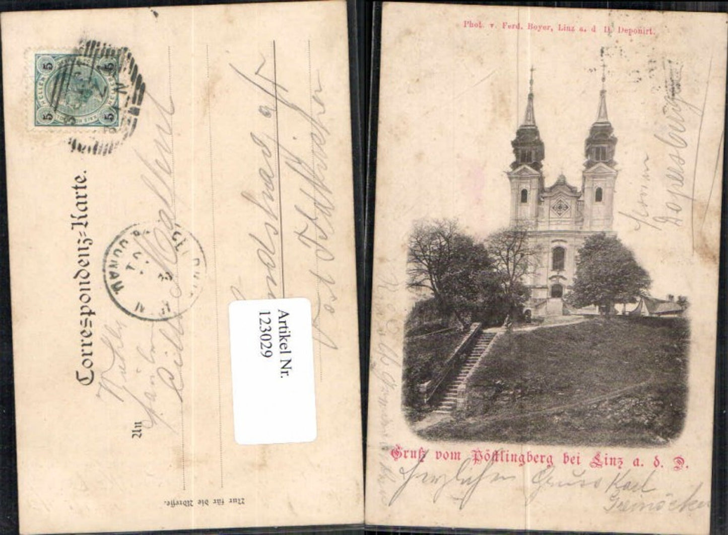 123029,Gruss v. Pöstlingberg bei Linz seltene Detailansicht 1900