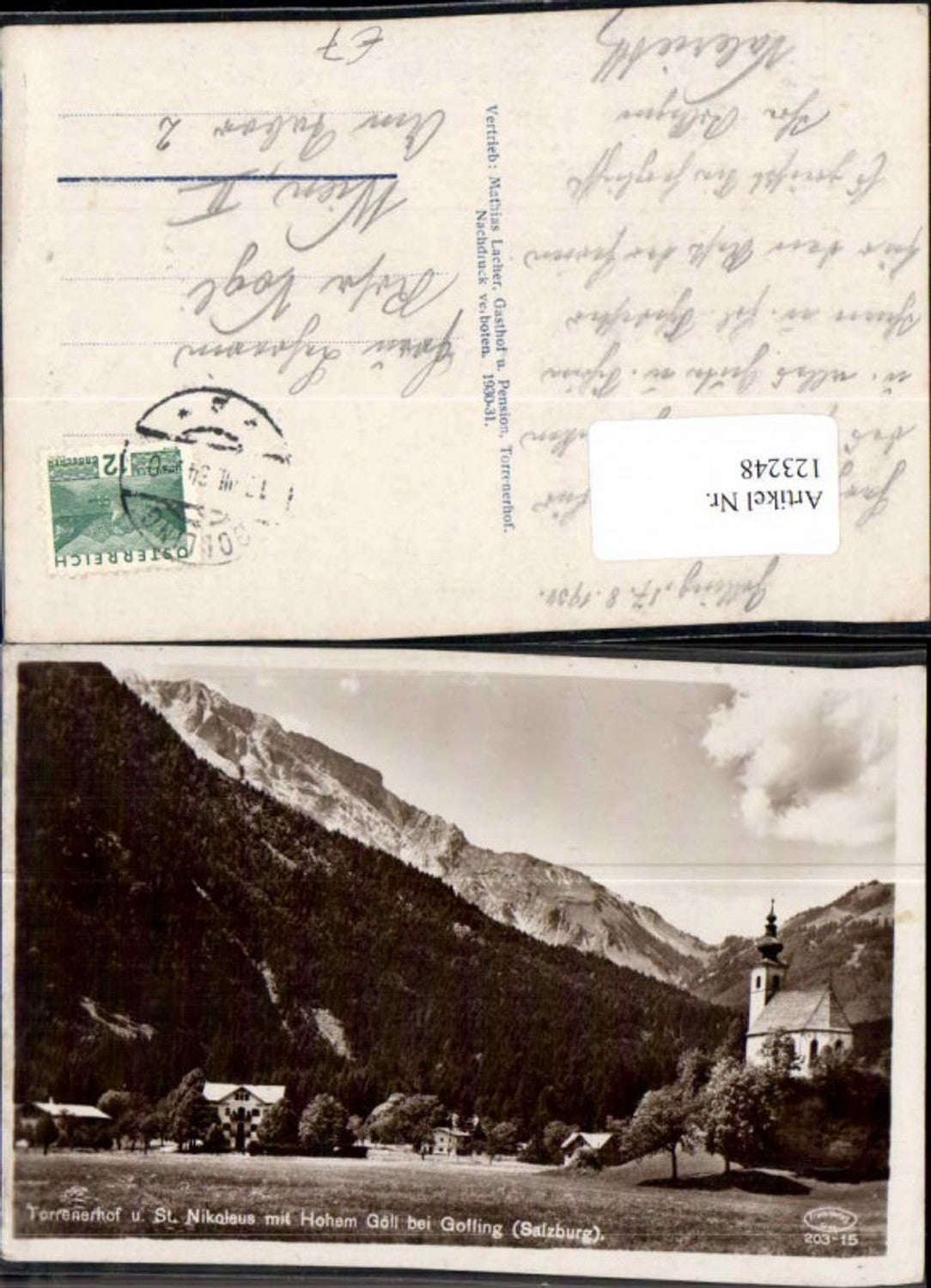 123248,Torrenerhof St Nikolaus bei Golling Hallein 1930