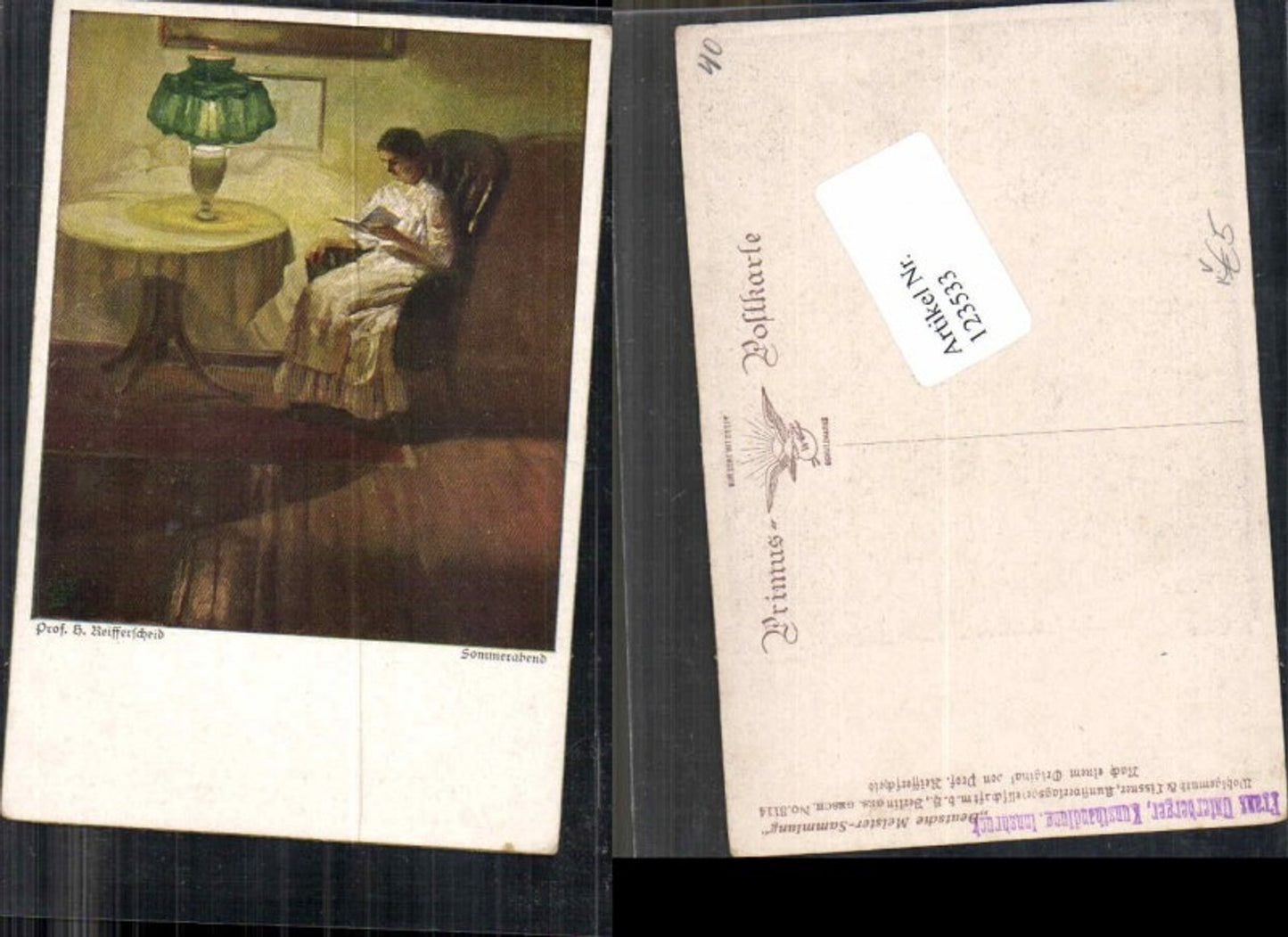 123533,Primus AK 3114 Reifferscheid Sommerabend Frau liest Buch