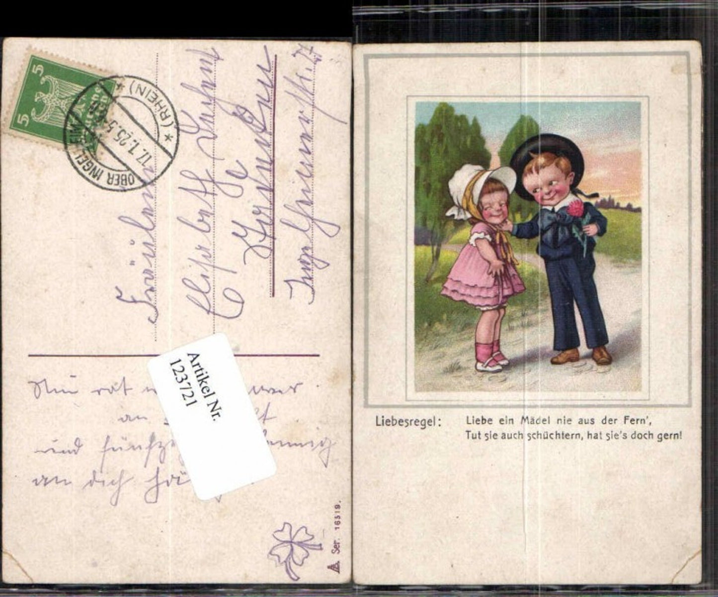 123721,Süsse Kinder m. Hut Blumen Kleid Liebesregel