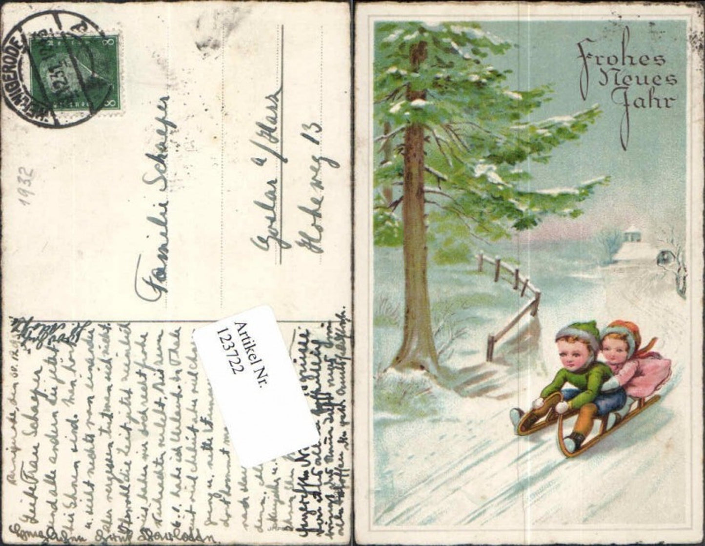 123722,Neujahr Kinder Rodel Schlitten
