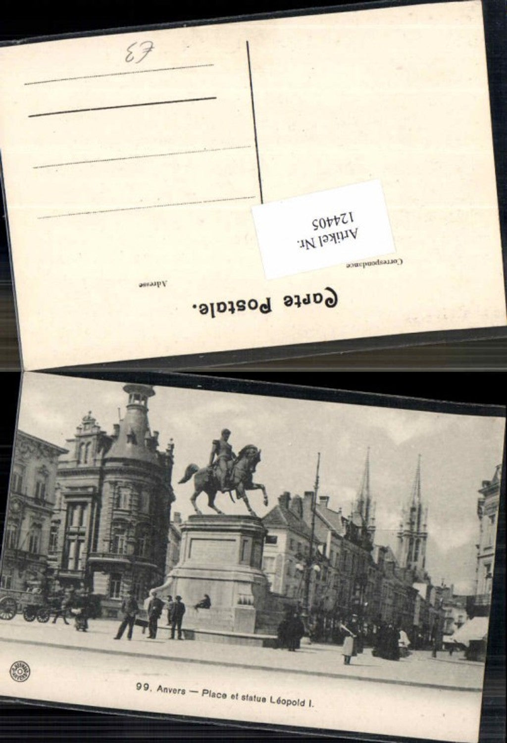 124405,Anvers Antwerpen Place et statue Leopold