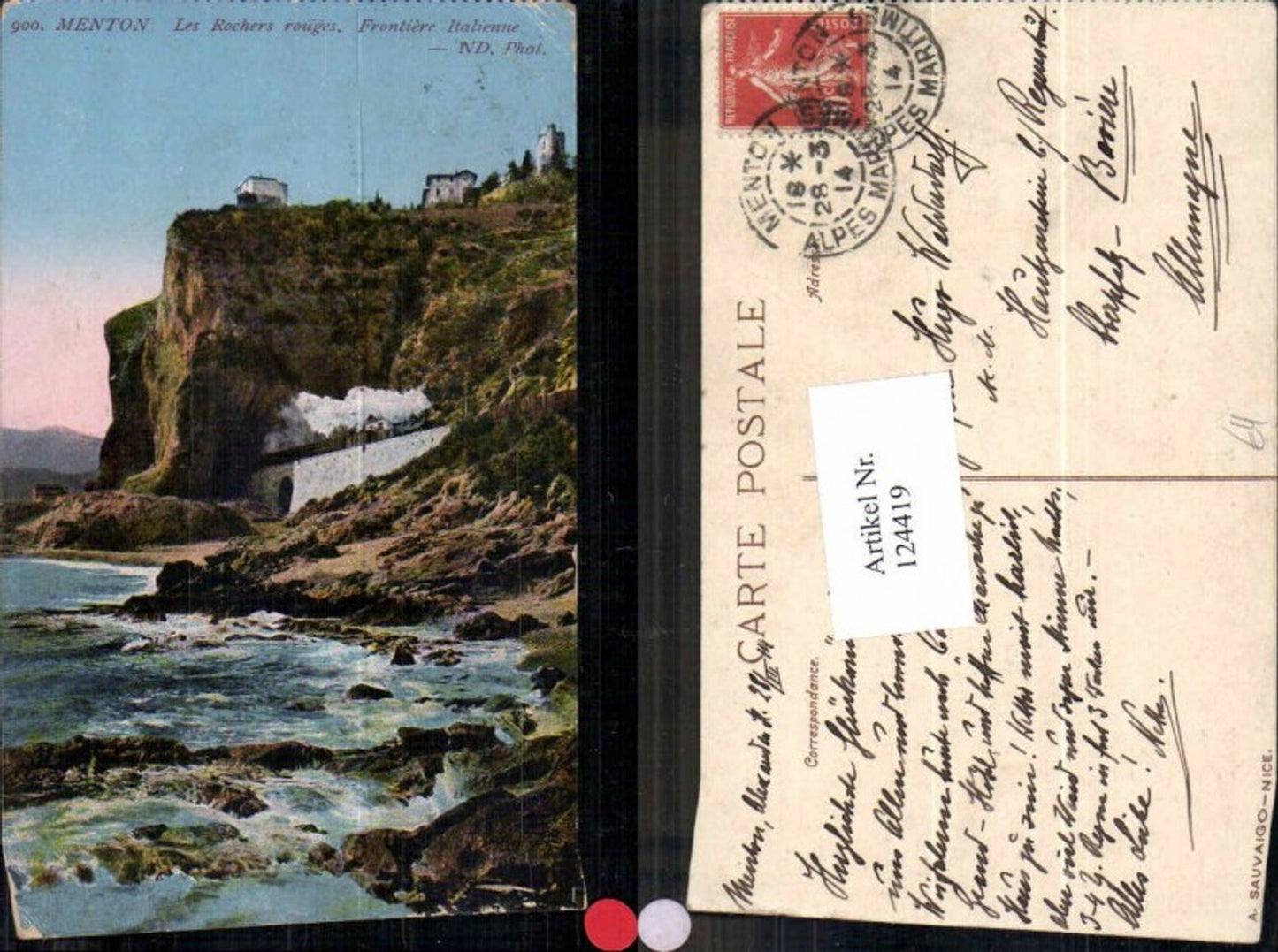 124419,Menton Les Rochers Rouges Frontiere