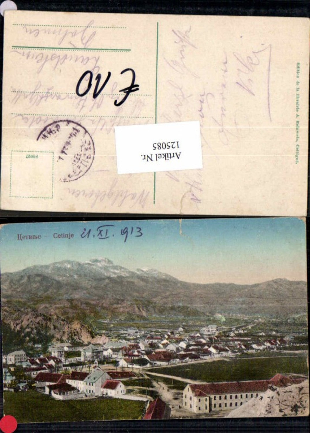 125085,Cetinje 1913 Tolle Ansicht des Ortes 1910 Teilansicht Häuser