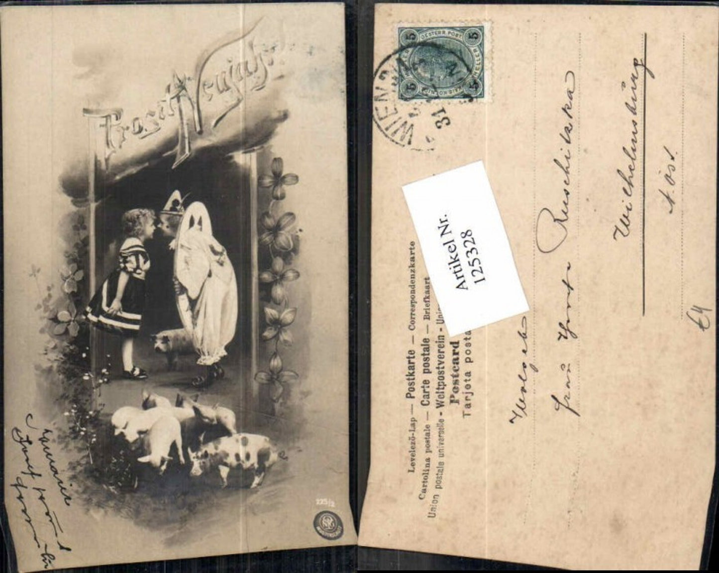 125328,NPG Neujahr Klee Kleeblatt Kinder 1900