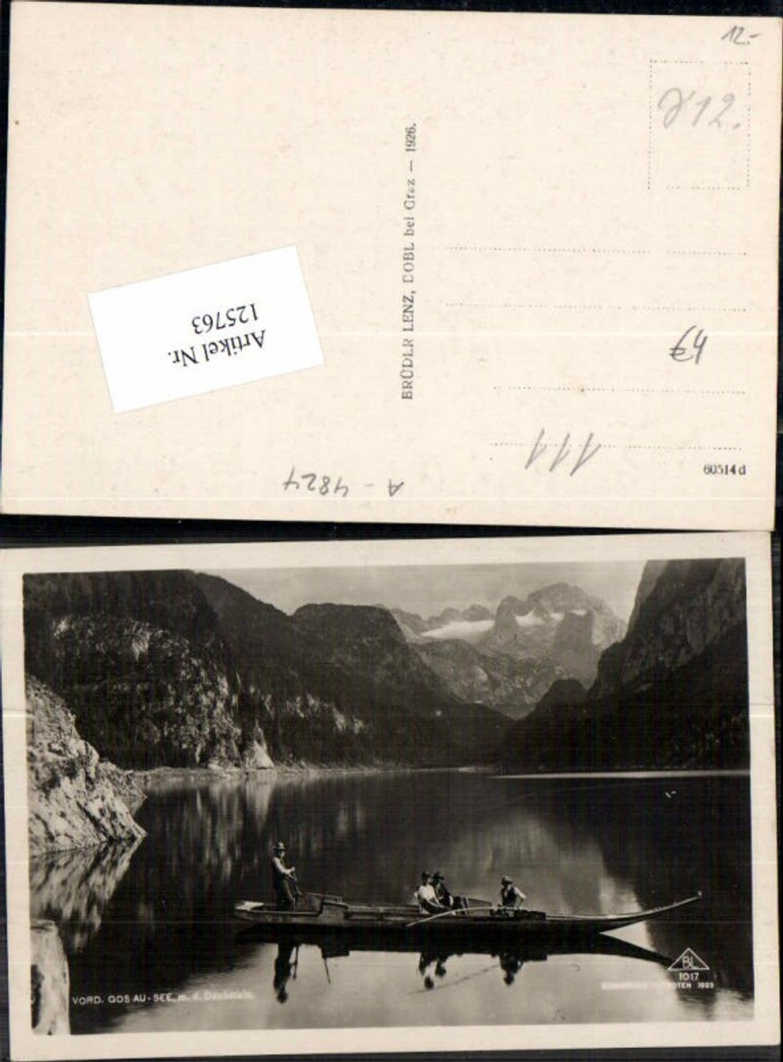 125763,Vorderer Gosausee bei Gosau m. Dachstein Boot pub Lenz 1017