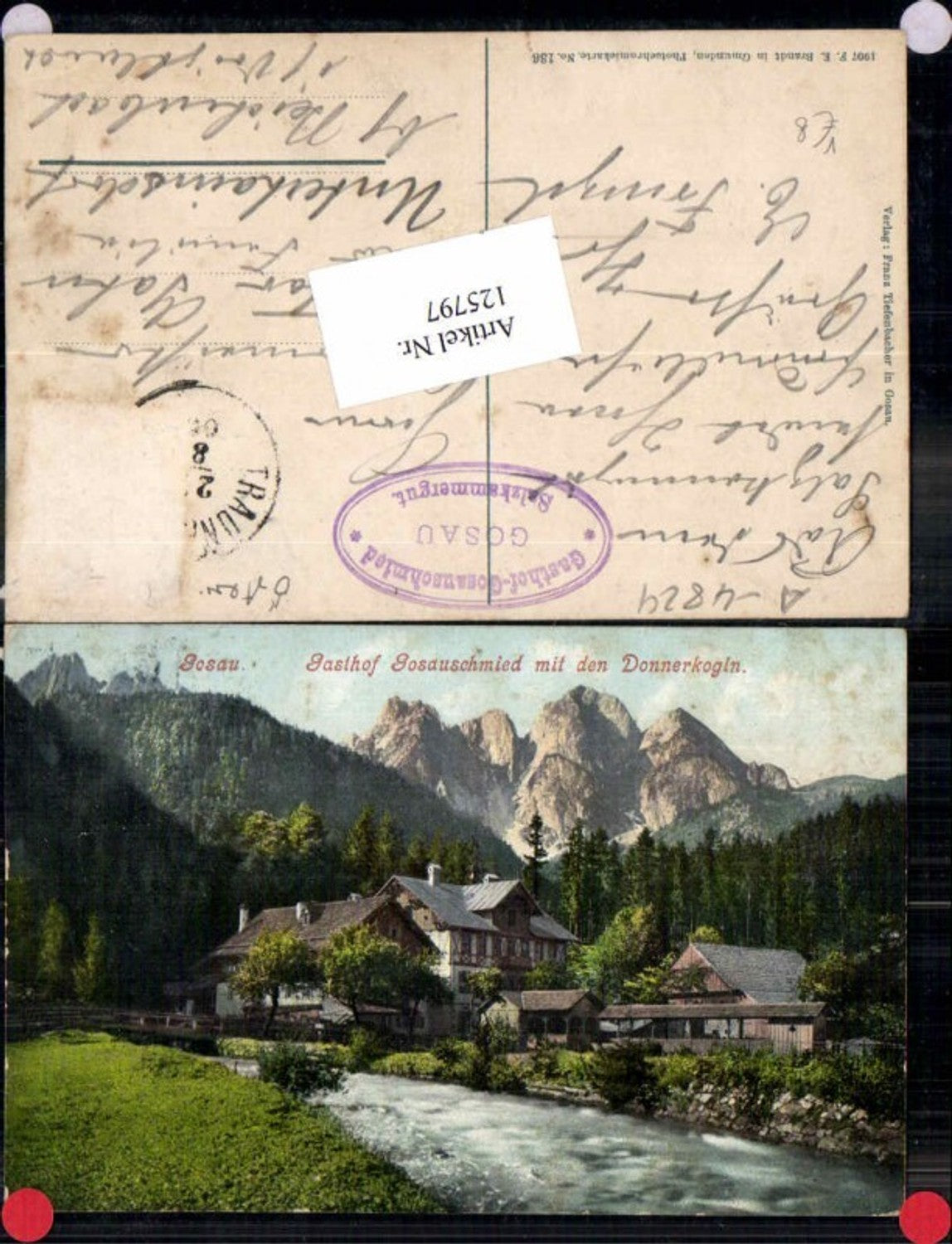 125797,Gosau Partie bei Gosauschmied Gasthaus m. Donnerkogln pub Brandt 136