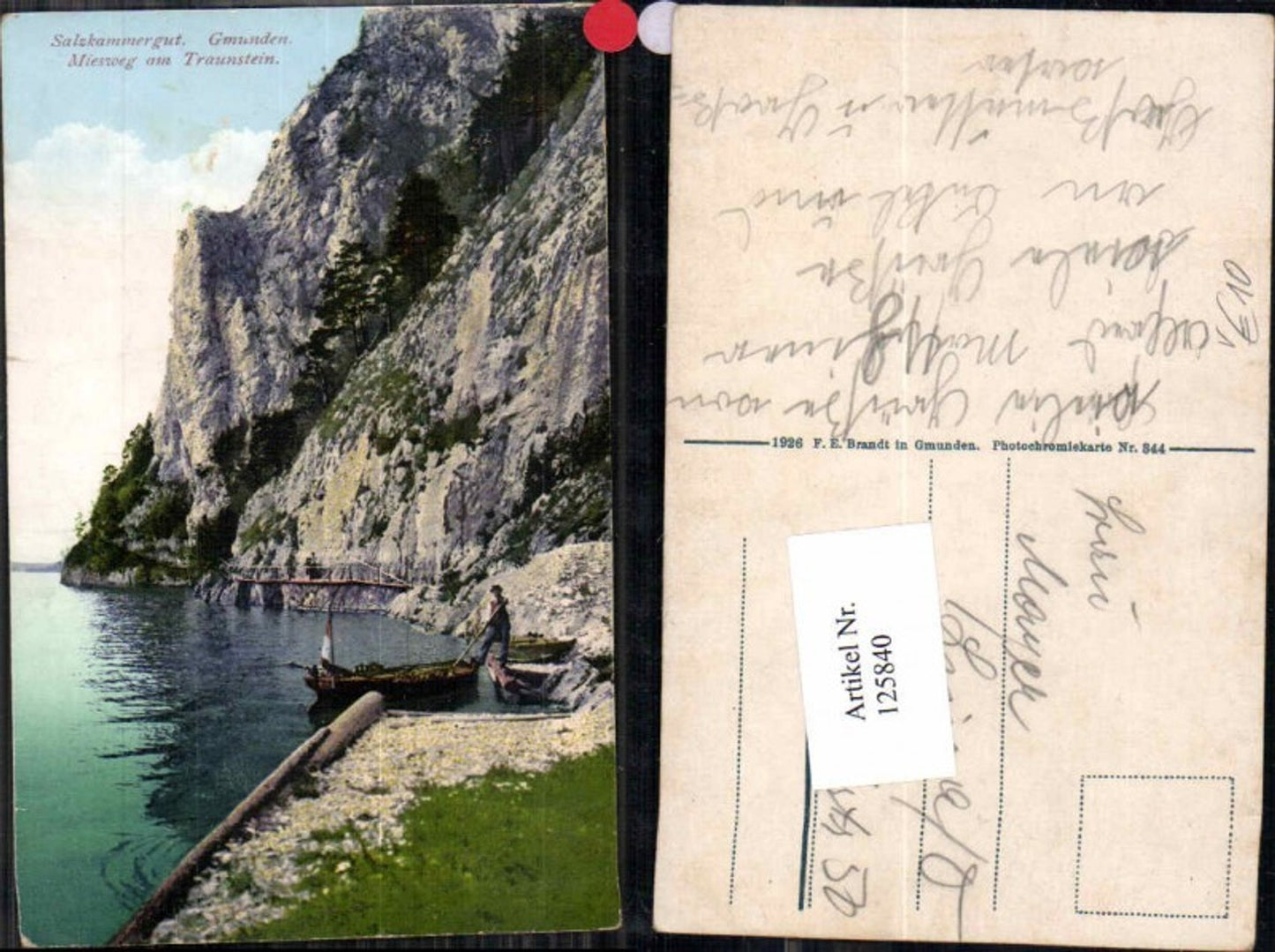125840,Salzkammergut Gmunden am Traunstein Miesweg seltene AK Brandt 344