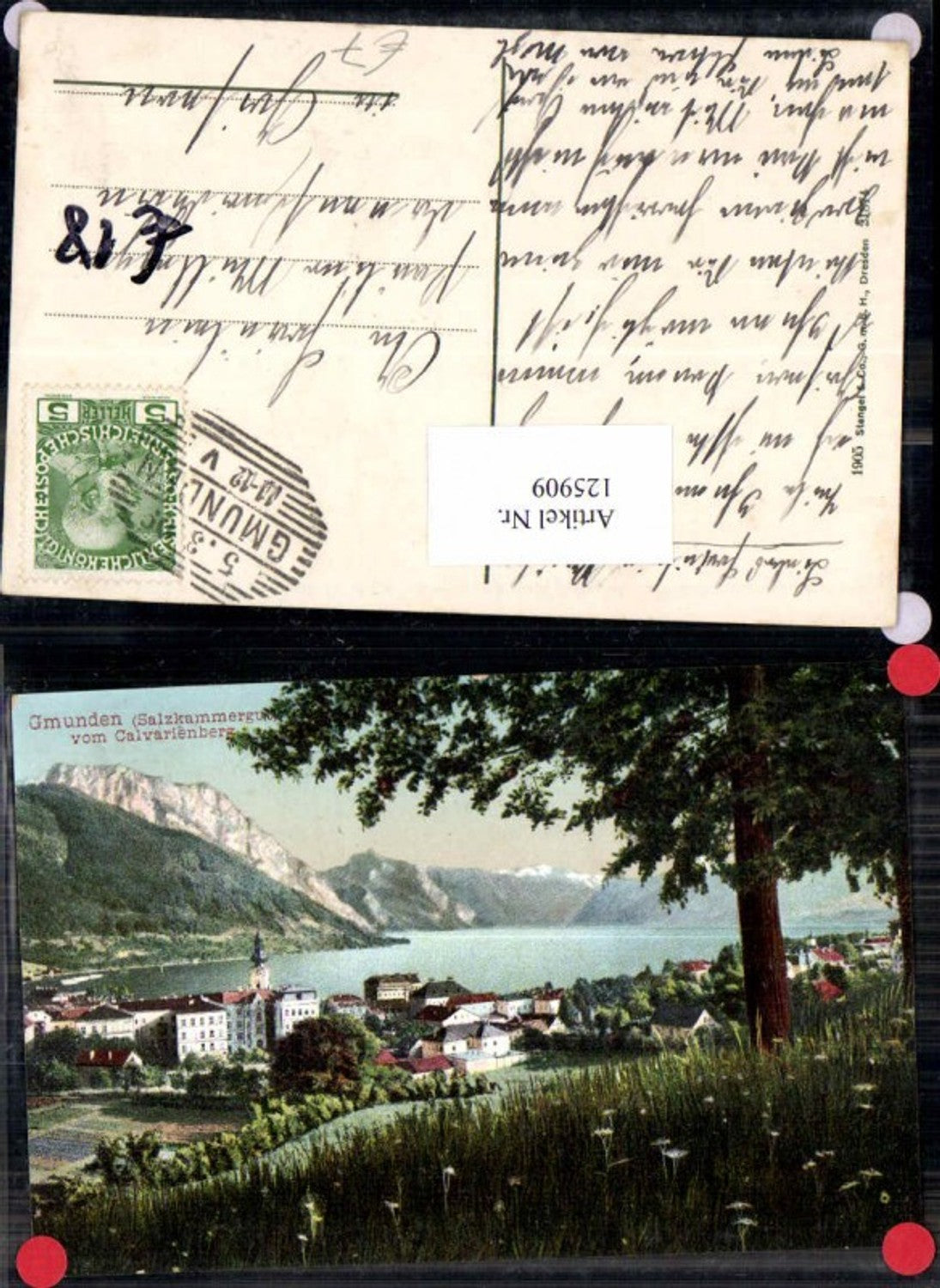 125909,Gmunden vom Calvarienberg Tolle Ortsansicht 1905