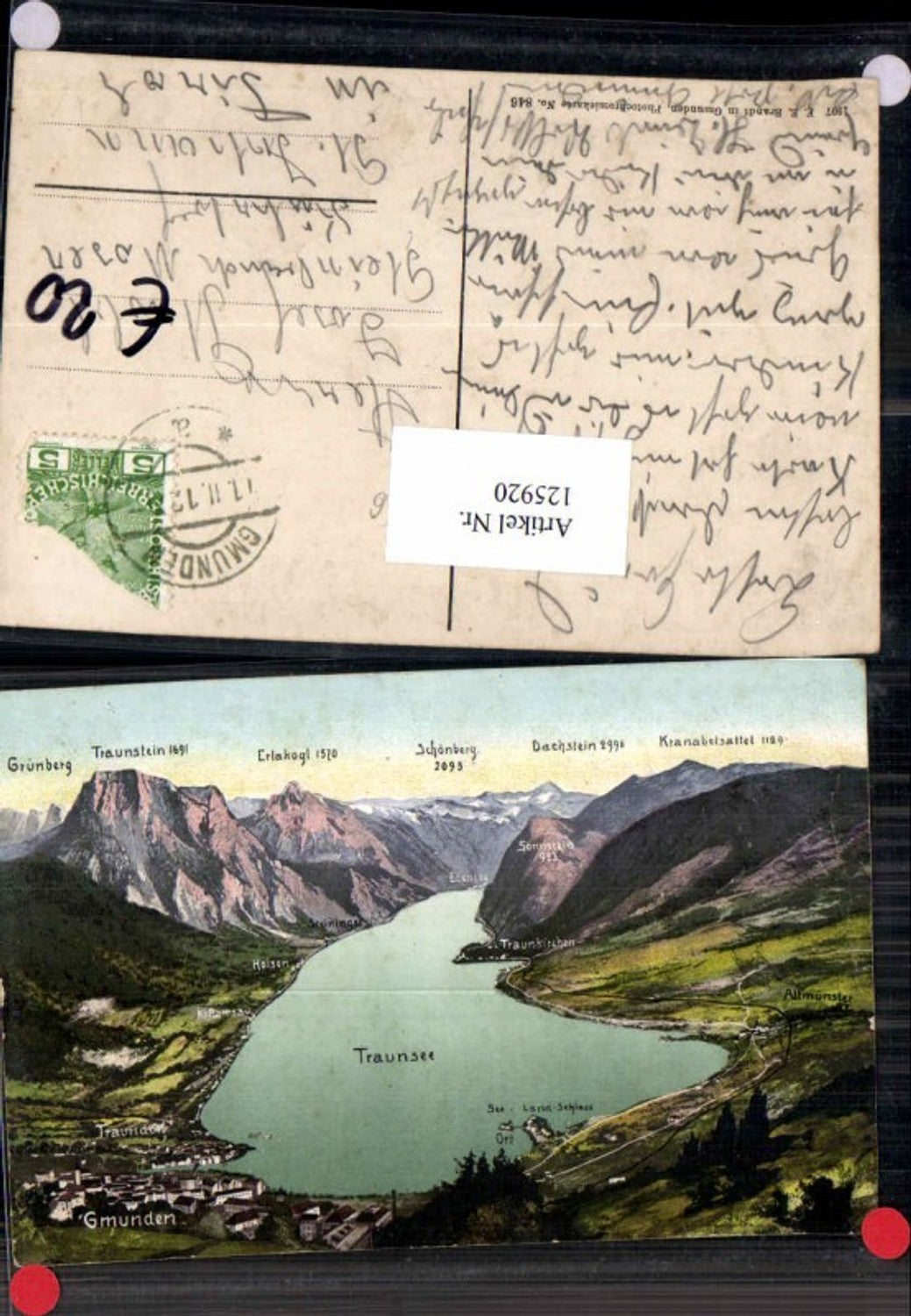 125920,Traunsee a.d. Vogelschau Gmunden Traundorf Brandt Nr 846