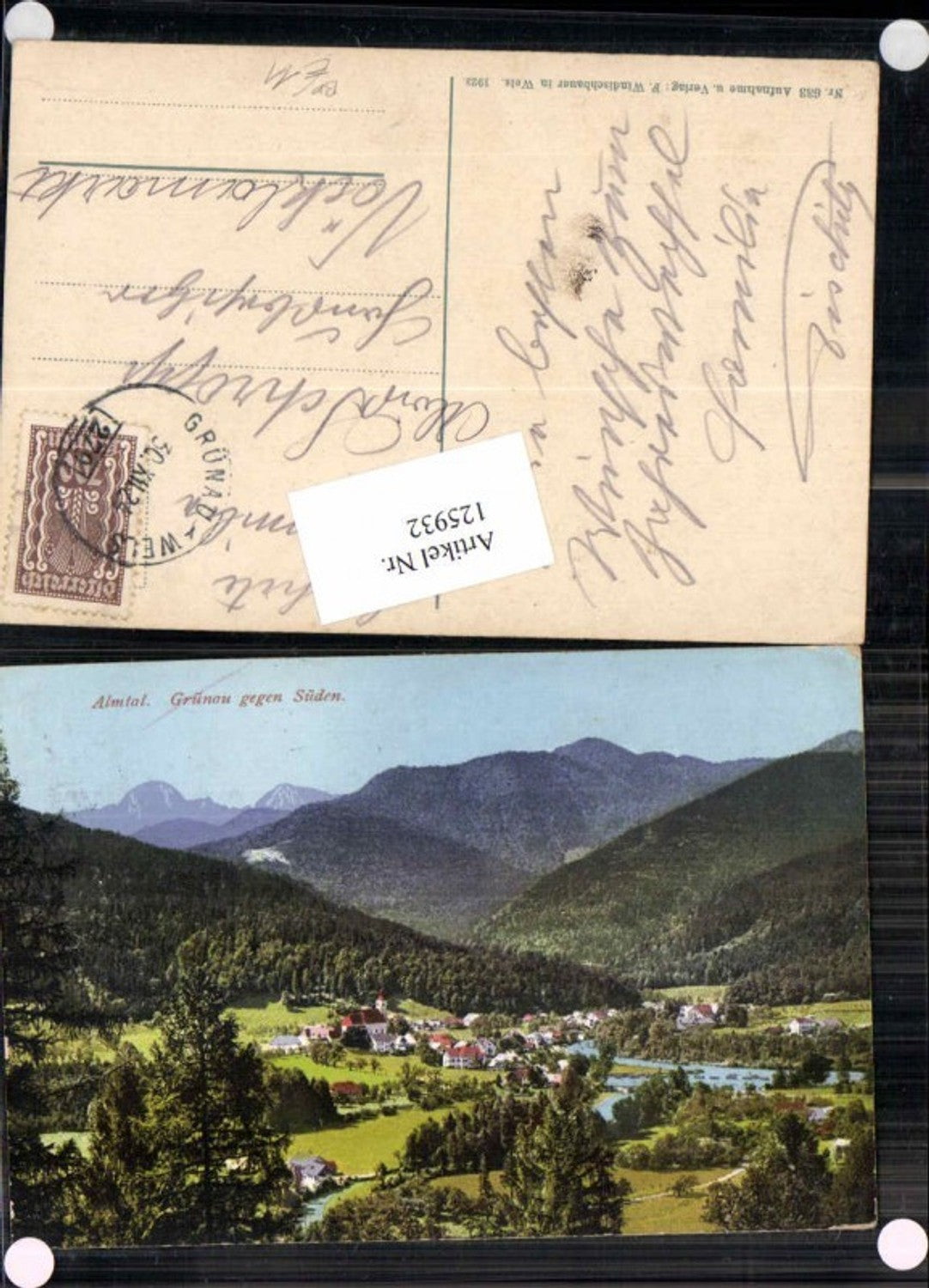125932,Almtal Grünau gegen Süden Almsee pub Brandt 633 Bahnpost 279