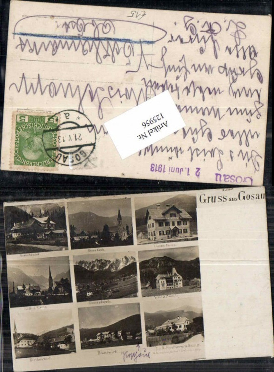 125956,RAR FotoAK Gruss aus Gosau Villa Paber Kirchenwirt Gosauschmied Consum Verein 1900