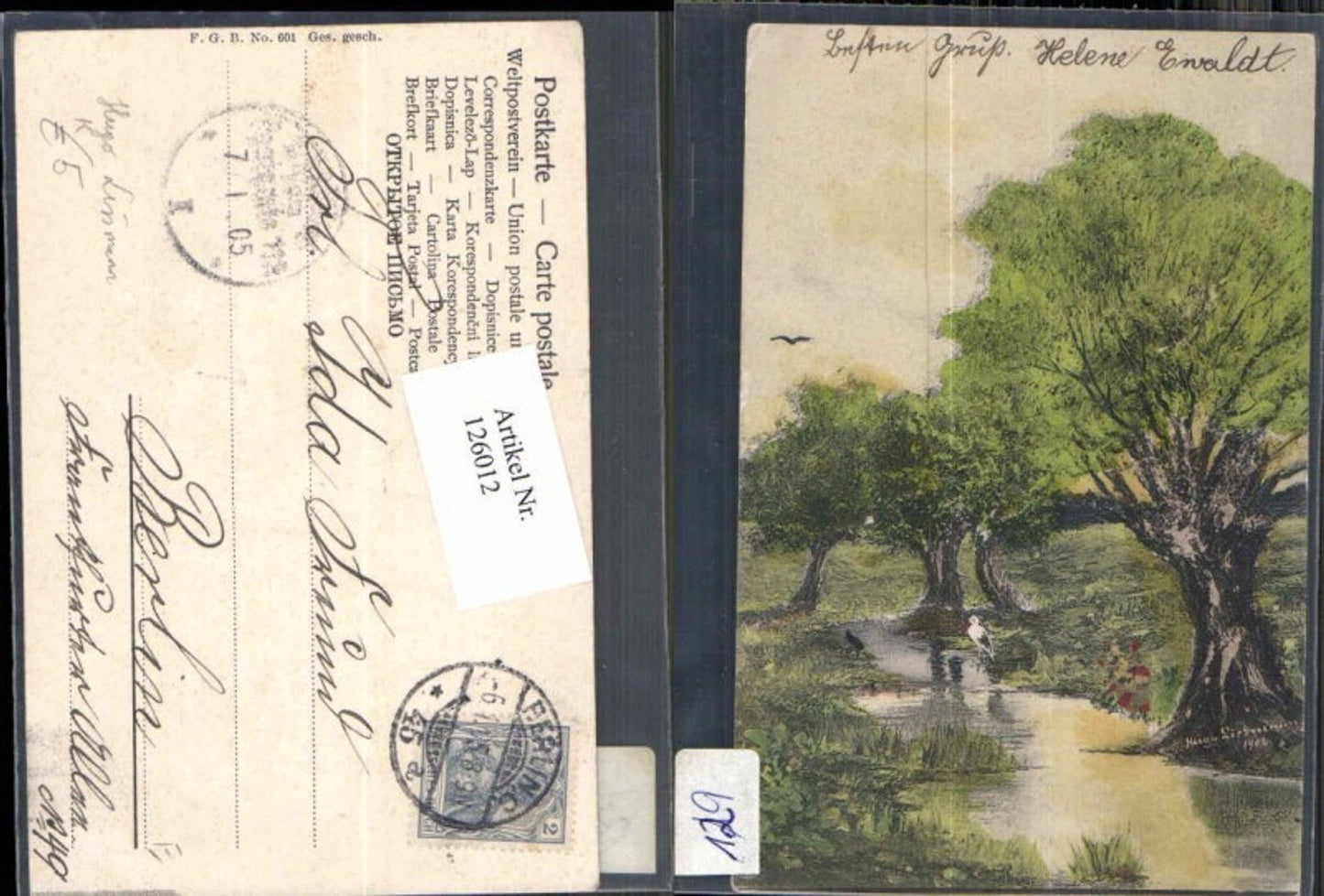 126012,Hugo Lissmann Künstlerkarte Bäume Wald