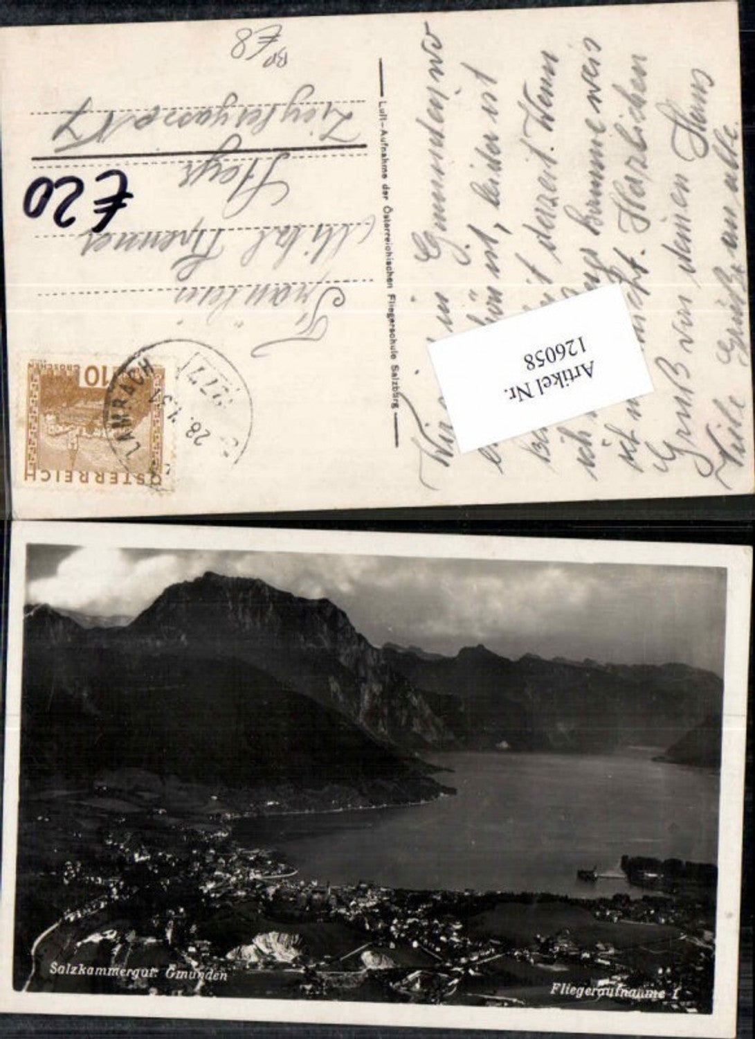 126058,Fliegeraufnahme Gmunden am Traunsee Salzkammergut Bahnpost 277