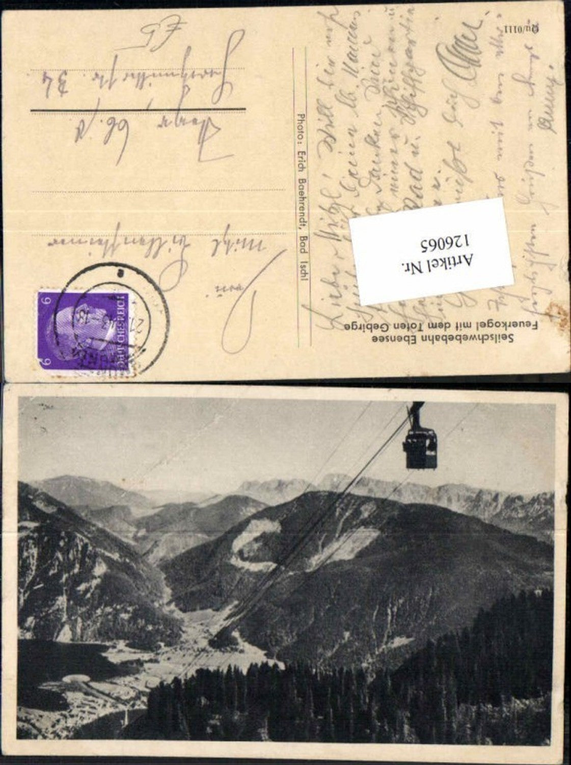 126065,Seilbahn Seilschwebebahn Ebensee Feuerkogel 1940