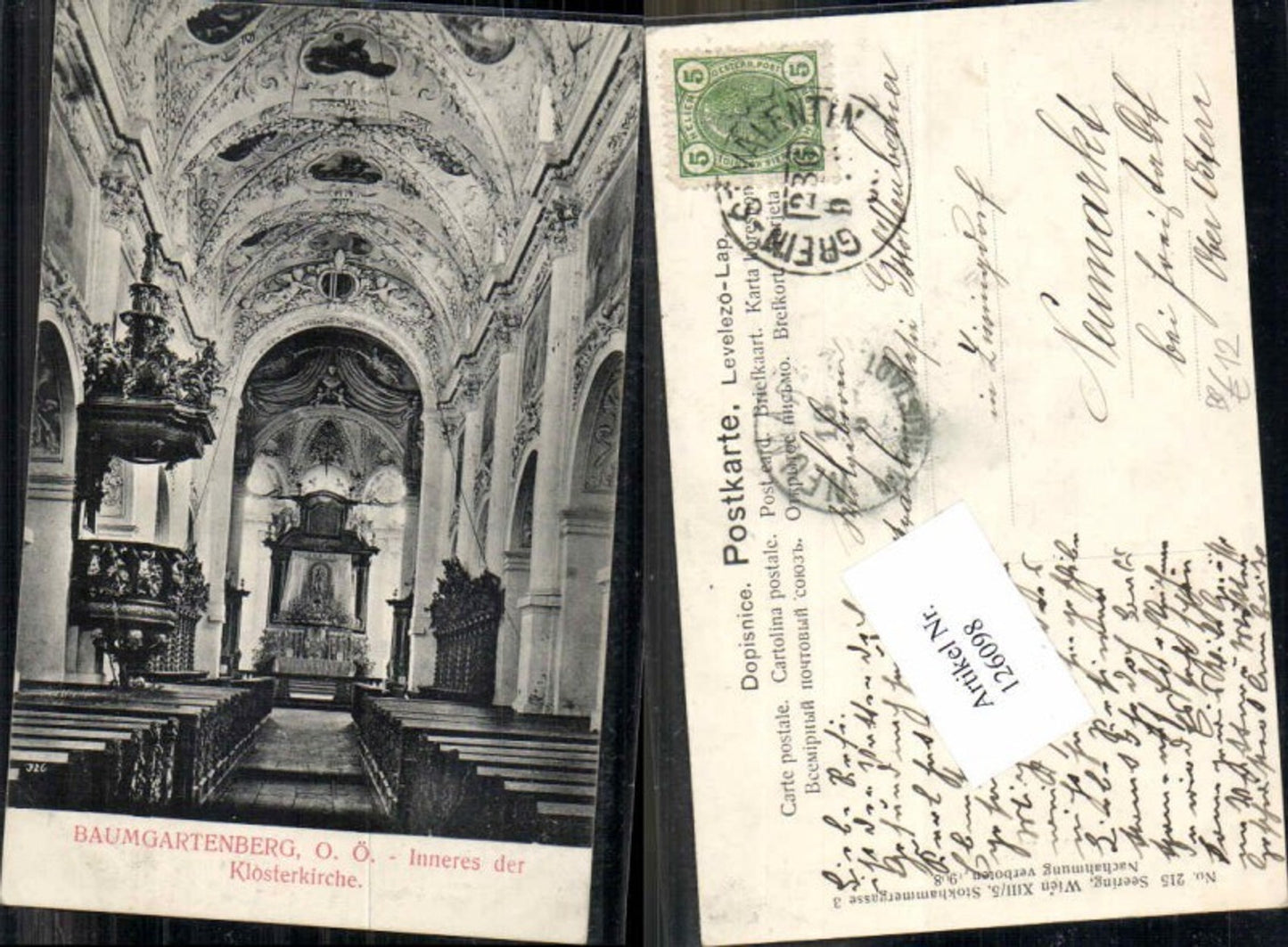 126098,Baumgartenberg Inneres der Kirche Bahnpost