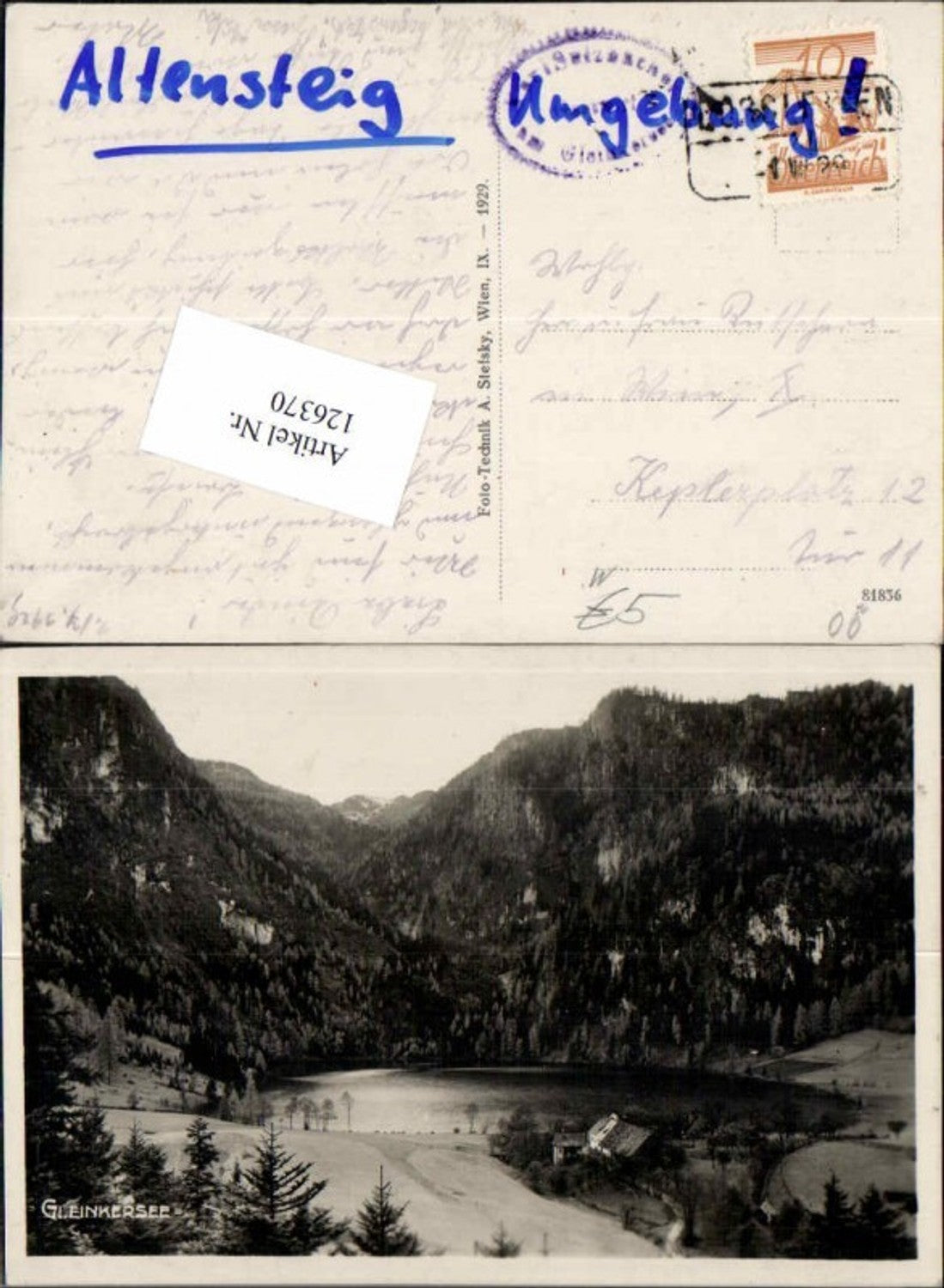 126370,Gleinkersee bei Spital am Pyhrn Windischgarsten 1929