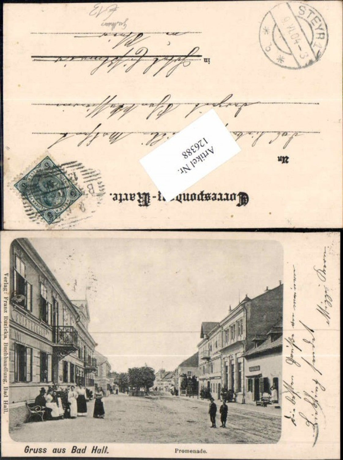 126388,Gruss aus Bad Hall b. Steyr Promenade 1898 Gasthaus Geistberger