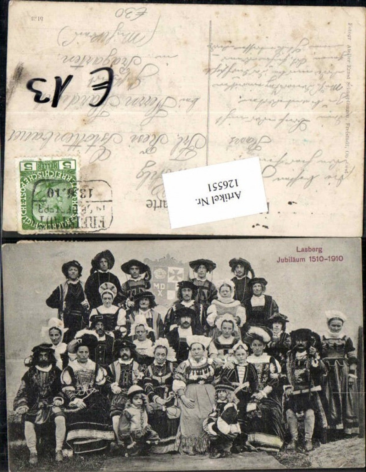 126551,Lasberg Jubiläum 1910 Trachtenkapelle Musikkapelle Freistadt