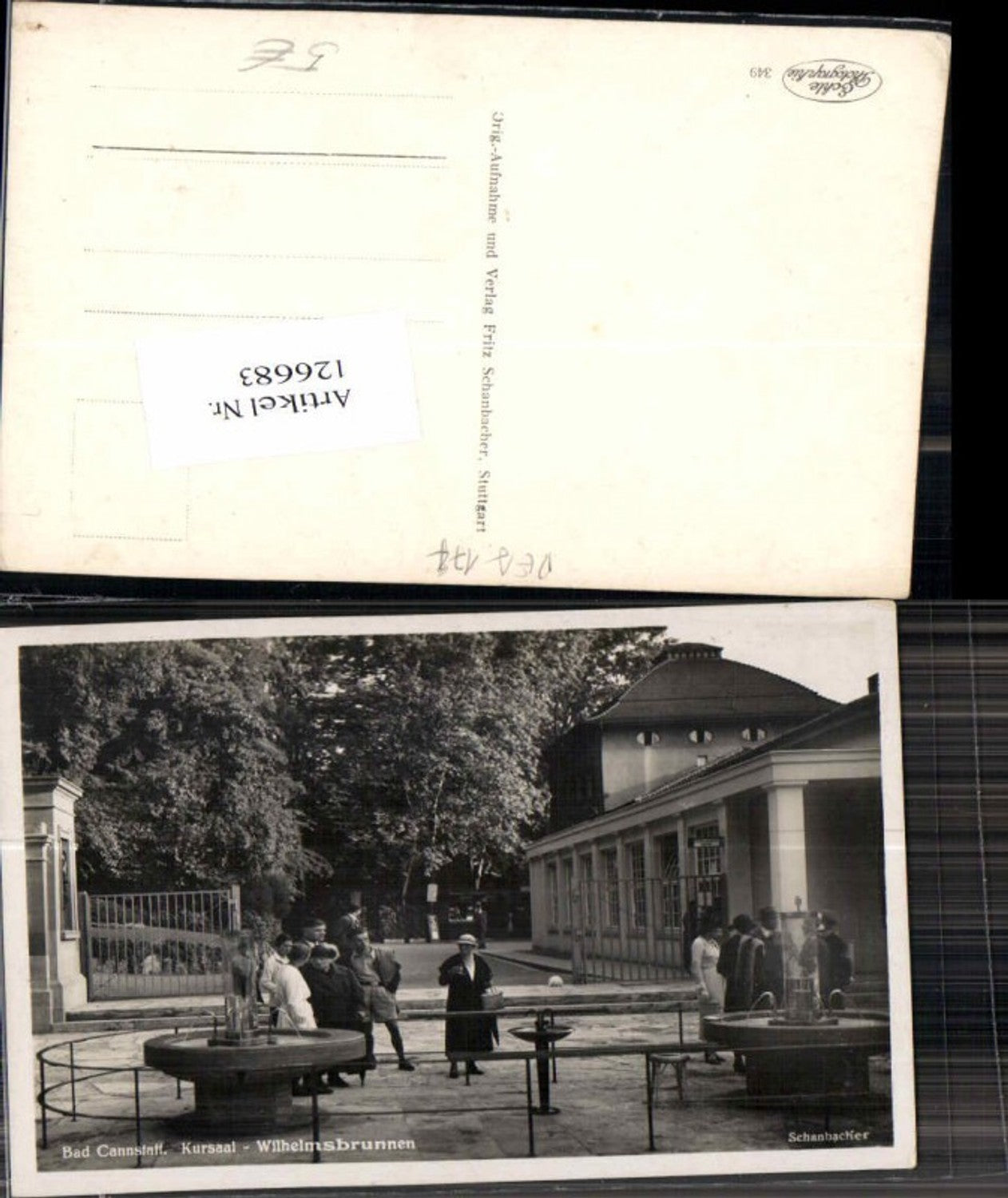 126683,Stuttgart Stadt Cannstatt Wilhelmsbrunnen Brunnen Leute 1930