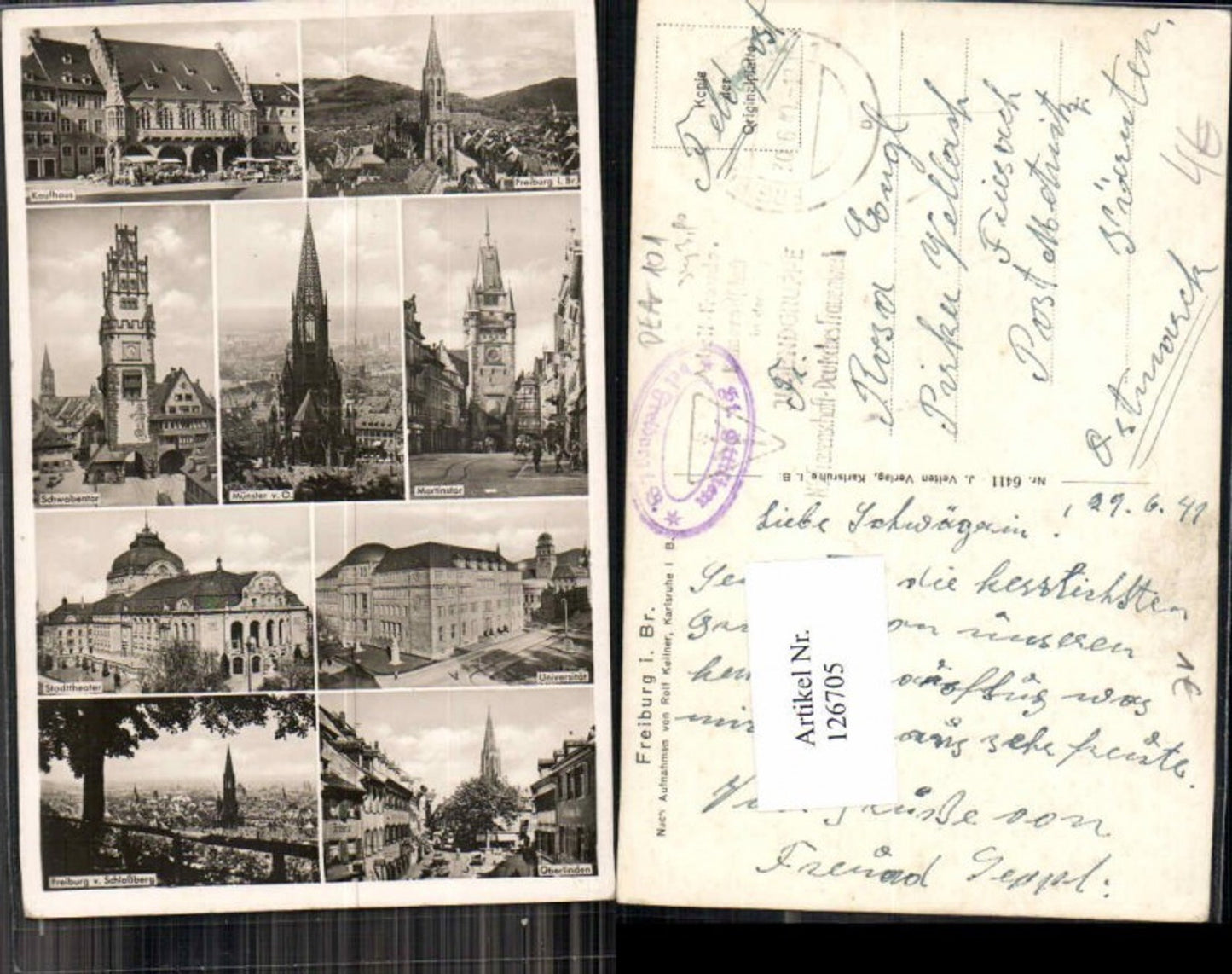 126705,Freiburg im Breisgau Mehrbild Theater Uni Kirche Feldpost