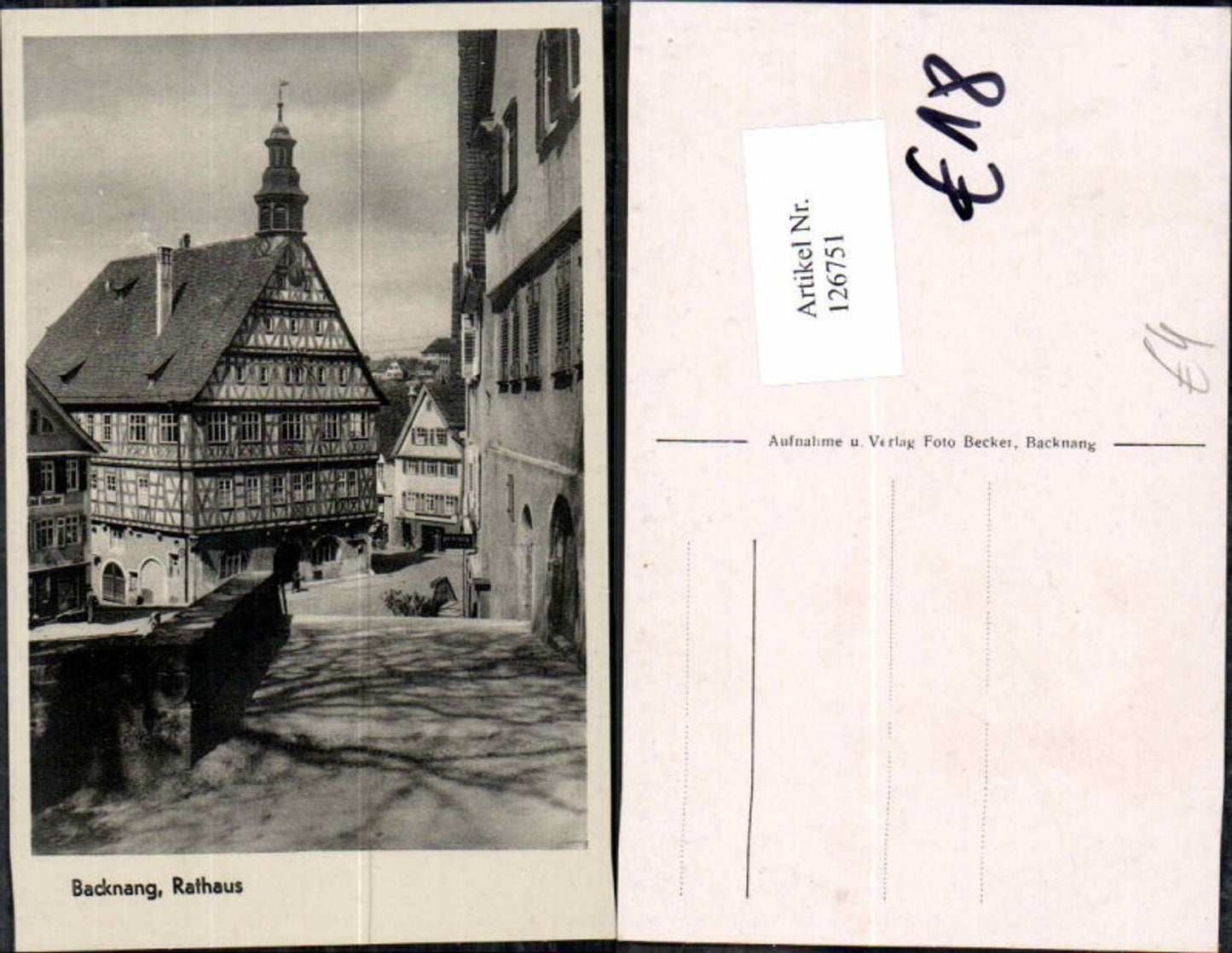 126751,Backnang Partie am Rathaus 1940