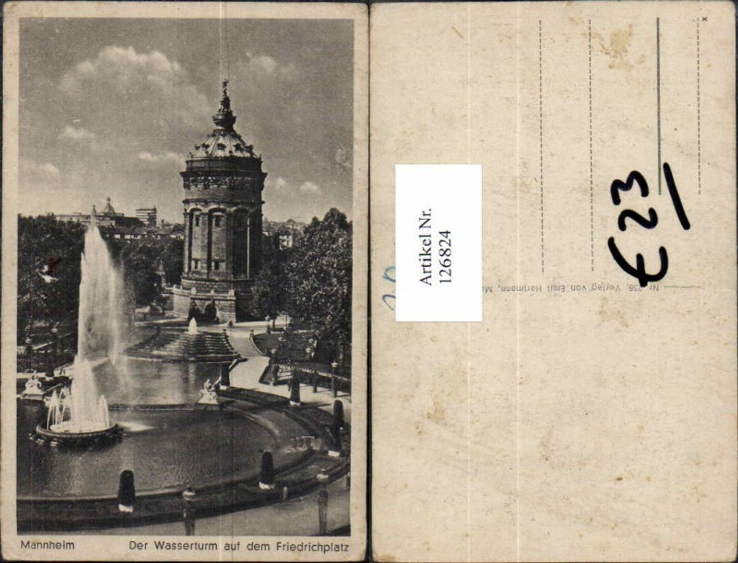 126824,Mannheim Partie am Wasserturm Friedrichsplatz