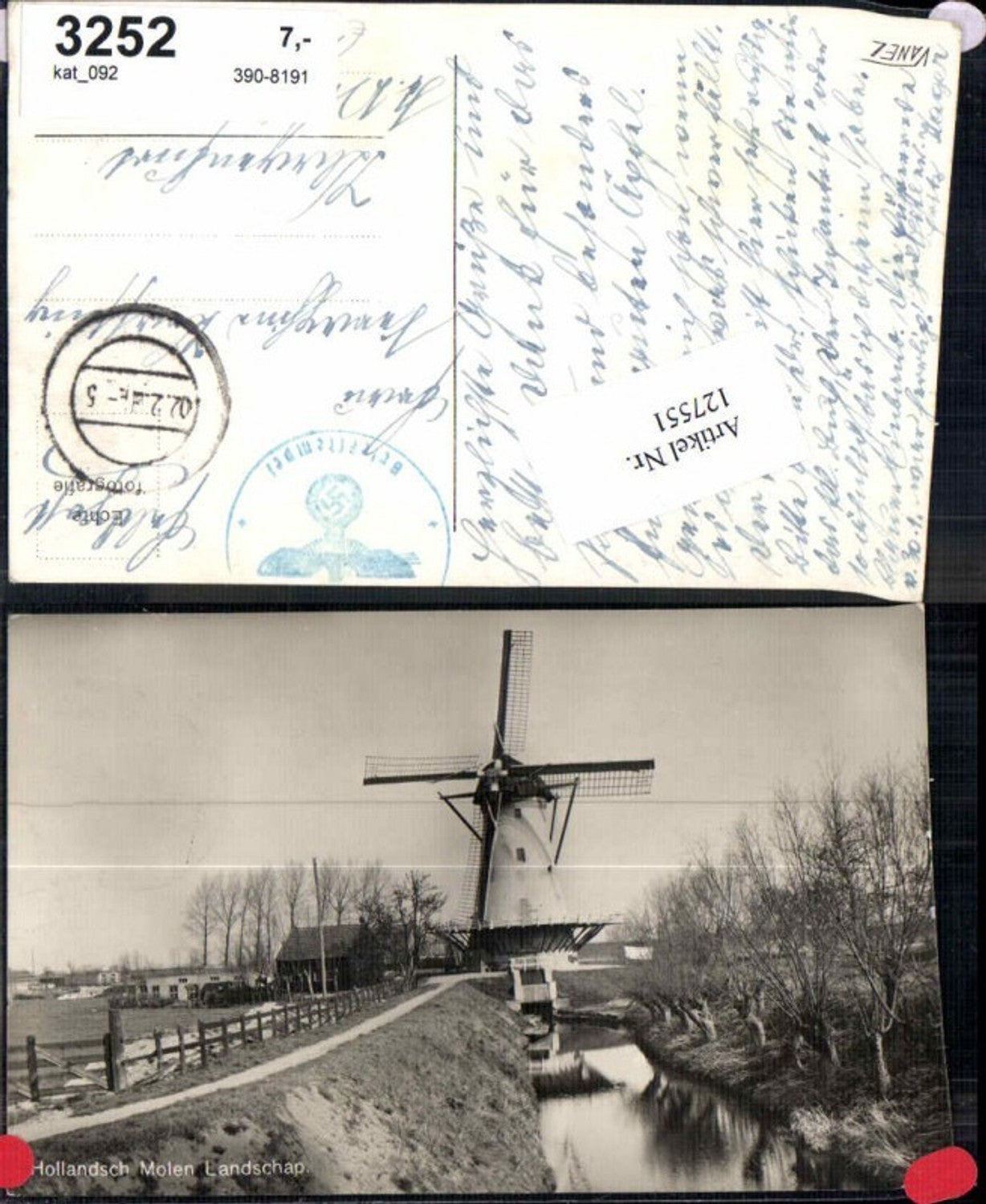 127551,FotoAK Holländische Windmühle Windrad Mühle Feldpost RAR DETAIL