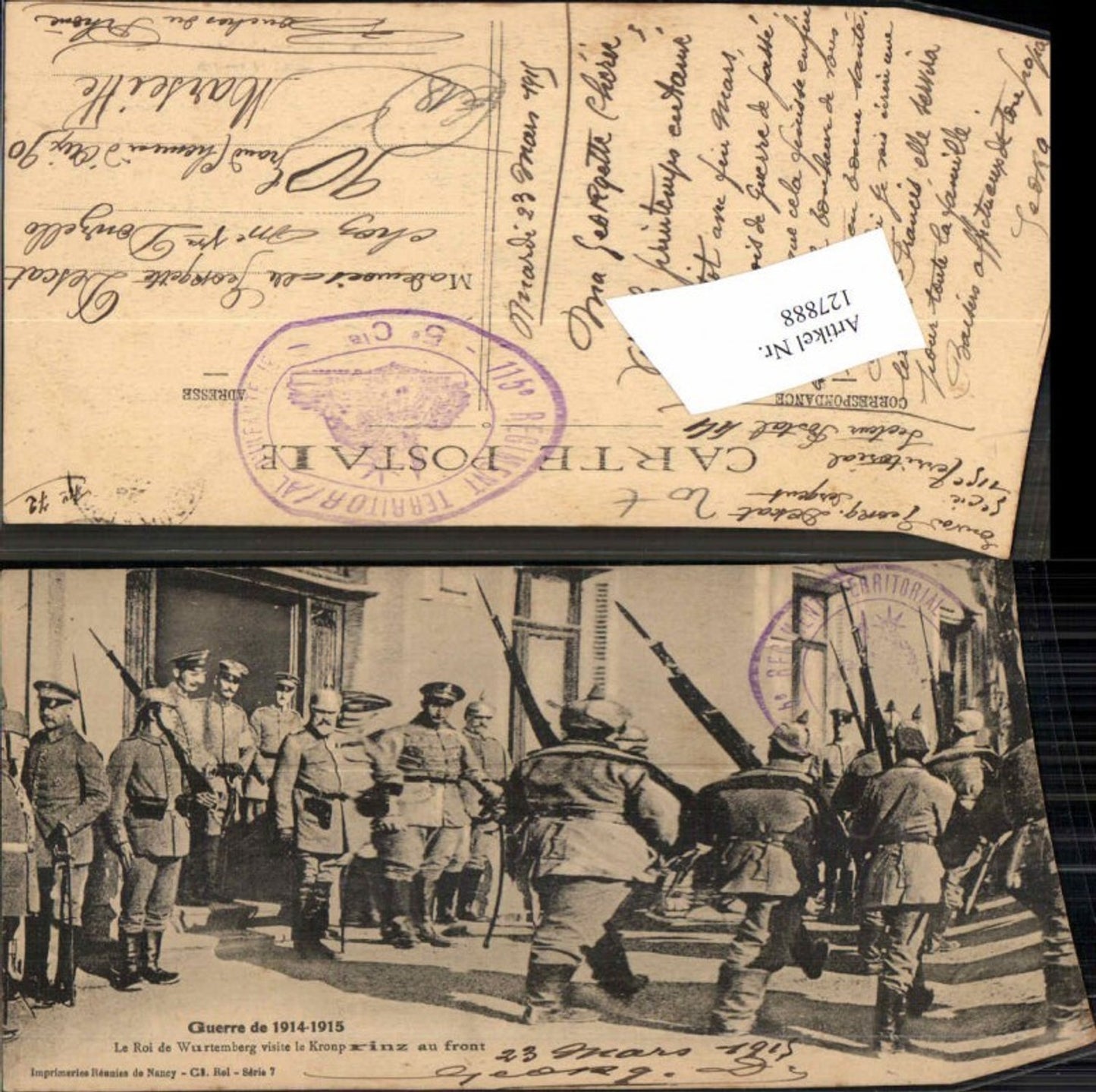 127888,Guerre de 1914 Kronprinz vön Württemberg m. Soldaten