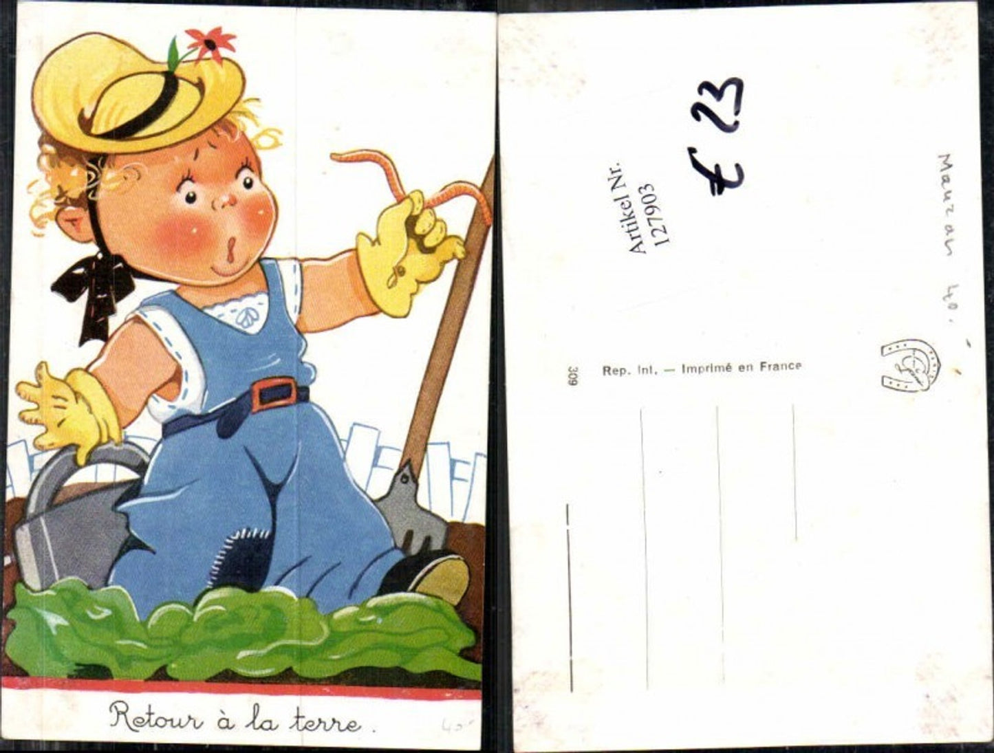 127903,Süsse Kinder Achille Mauzan Gärtner Regenwurm