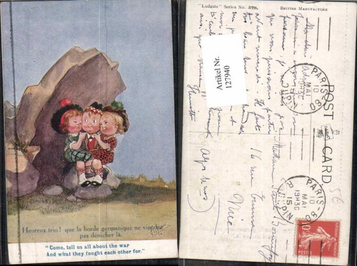 127940,T. Gilson Süsse Kinder Künstlerkarte pub Ludgate 579