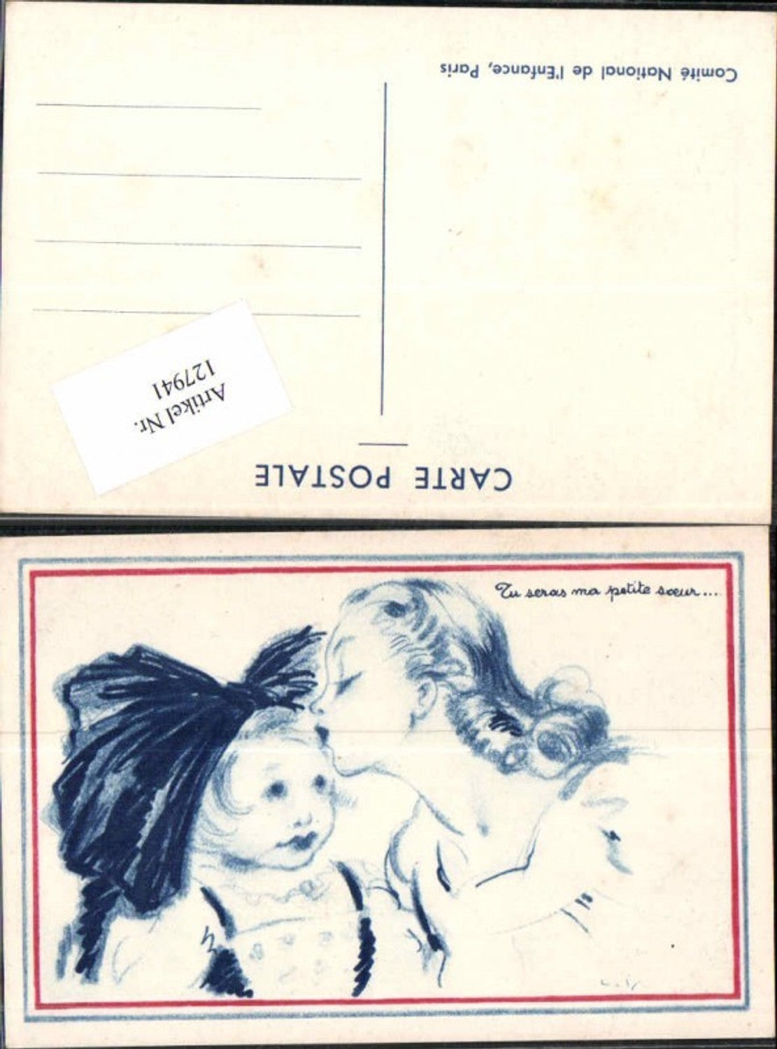 127941,Mutter küsst Kind Süsse Kinder Künstlerkarte