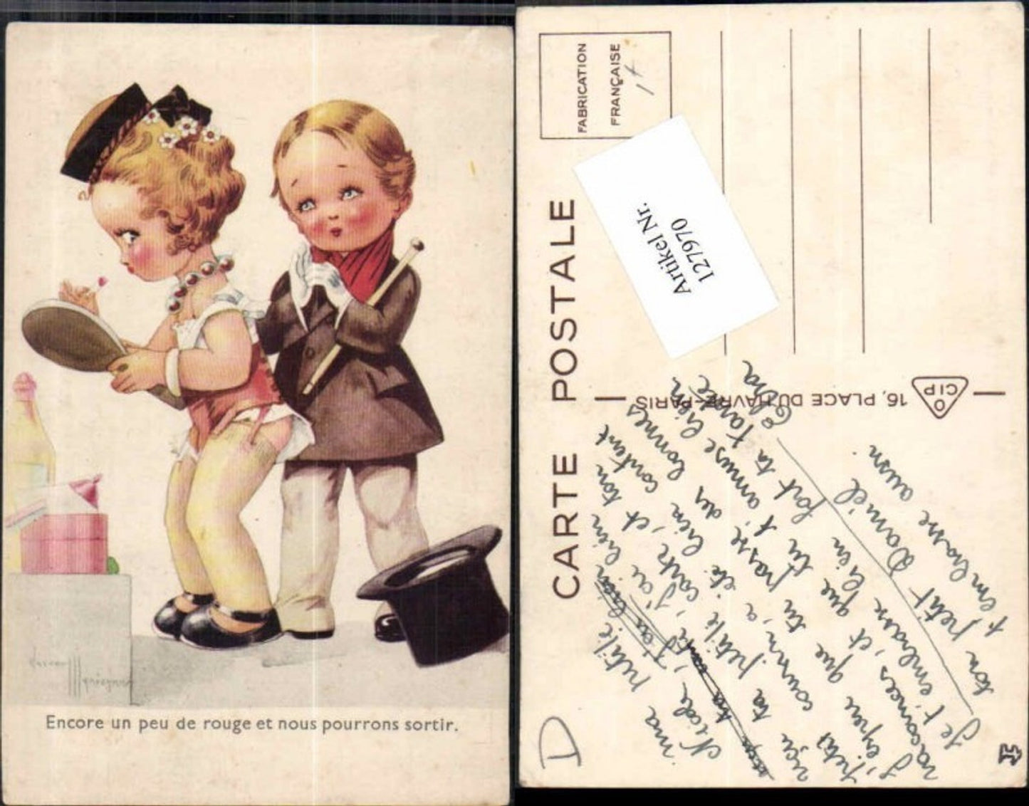 127970,Süsse Kinder Künstlerkarte Artist signed signiert Grichka ?