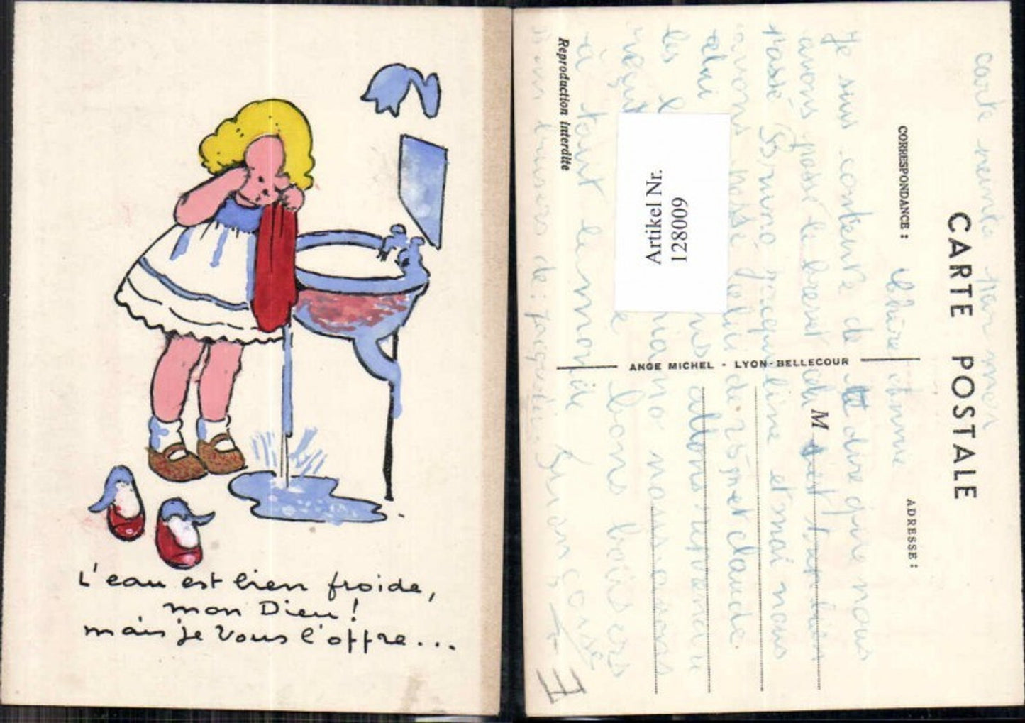 128009,Handgemalt Süsse Kinder Künstlerkarte Waschbecken Toilette