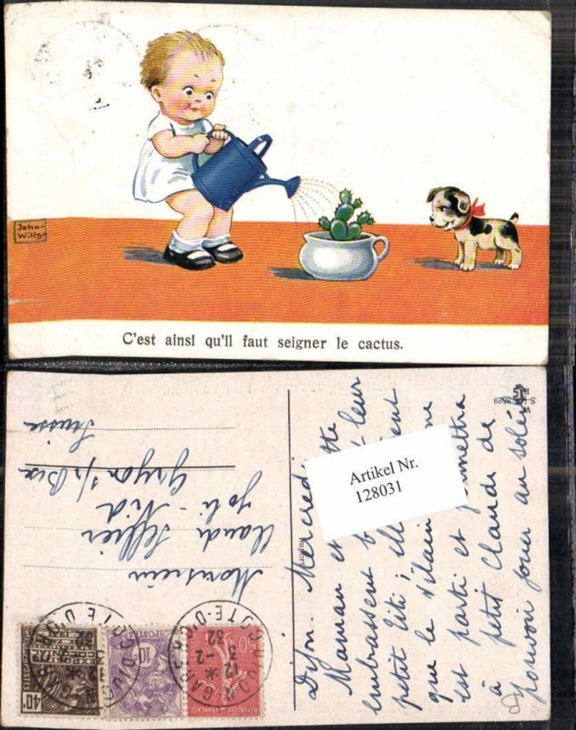 128031,John Wills Willi Scheuermann Hund Junge gießt Kaktus