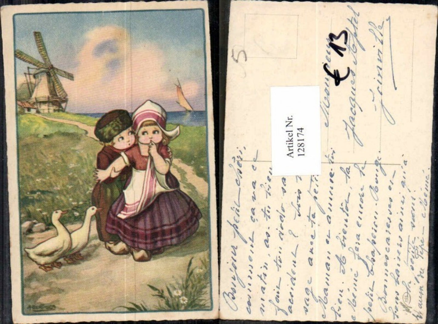 128174,A. Bertiglia Süsse Kinder m. Windmühle Enten