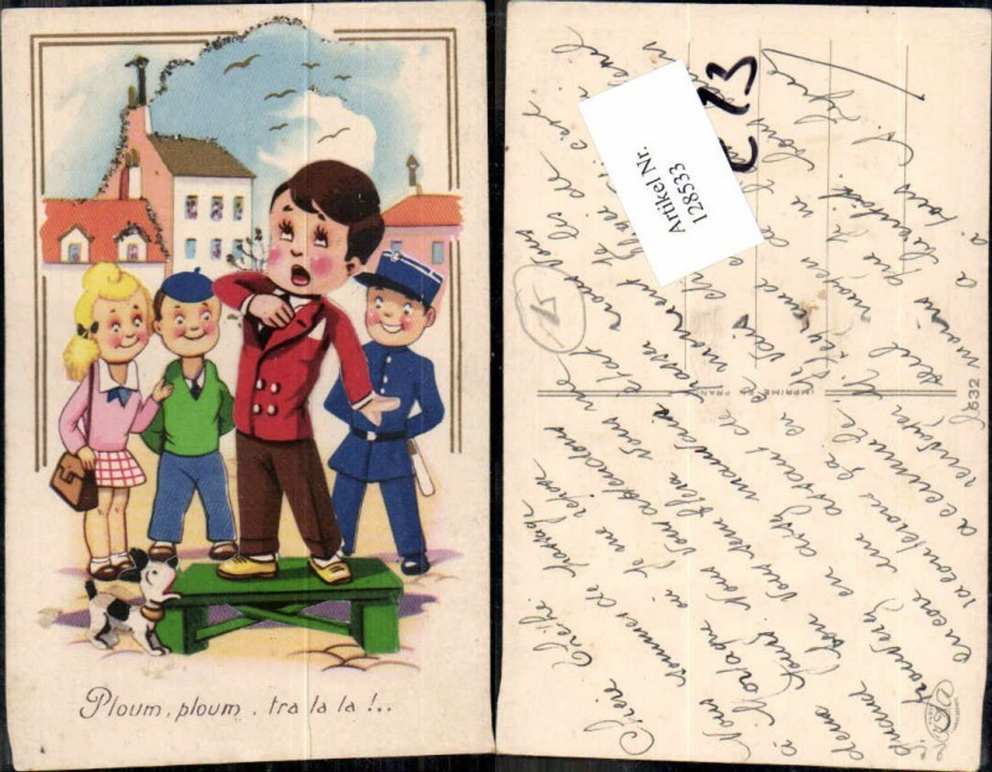 128533,Applikation Junge Kinder singt Polizei Polizist Hund