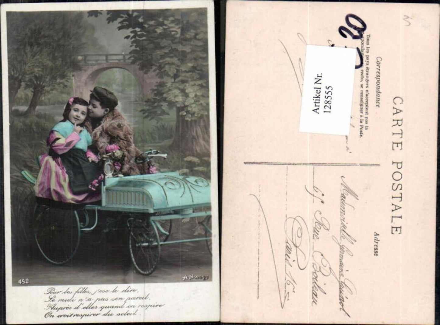 128555,FotoAK Kinder im Oldtimer Auto Tolle AK