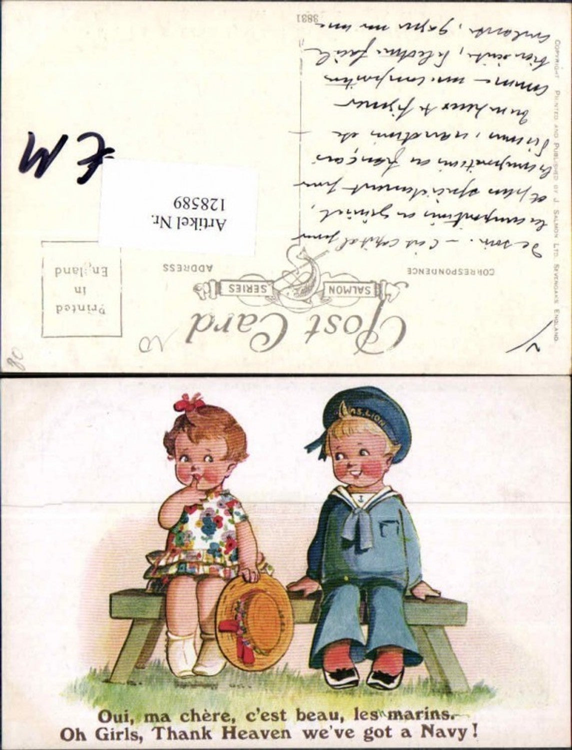 128589,Künstler AK Kinder Mädchen m. Junge als Matrose Seemann Uniform