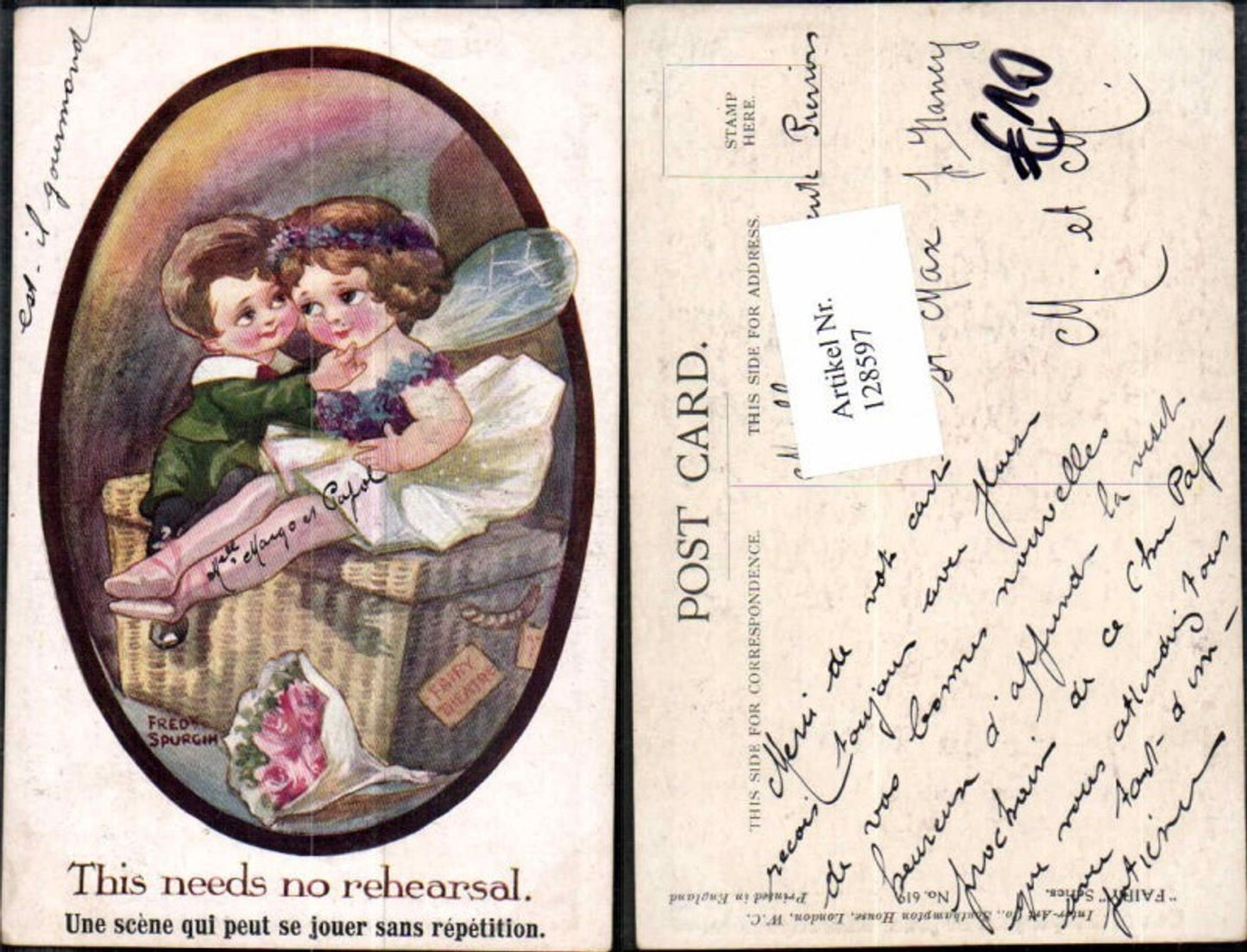 128597,Fred Spurgin sign. Tolle Kinder AK Elfe Junge Mädchen Theater Kostüm