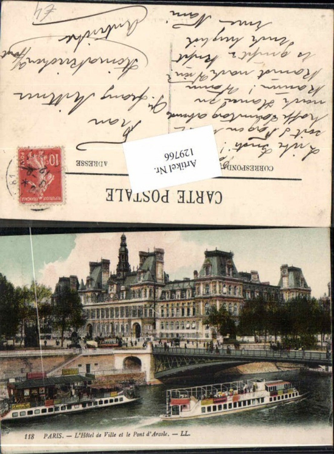 129766,Paris Hotel de Ville m. Schiffe Pont Arcole
