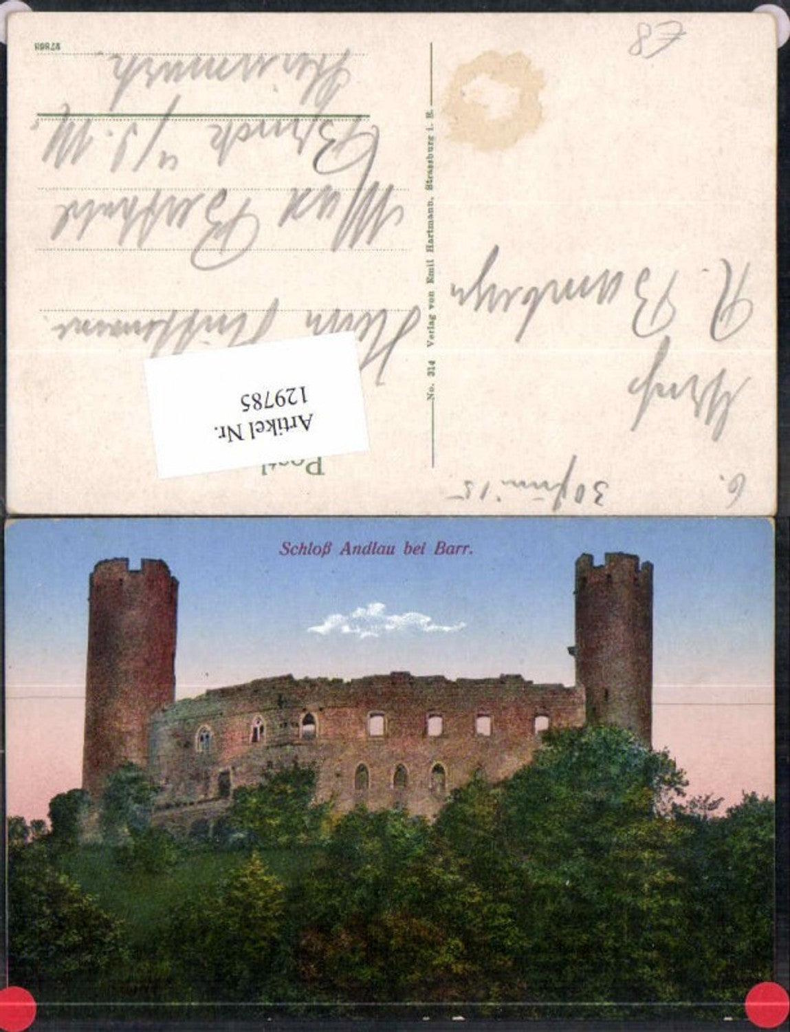 129785,Schloss Andlau bei Barr Zabern Elsass 1915