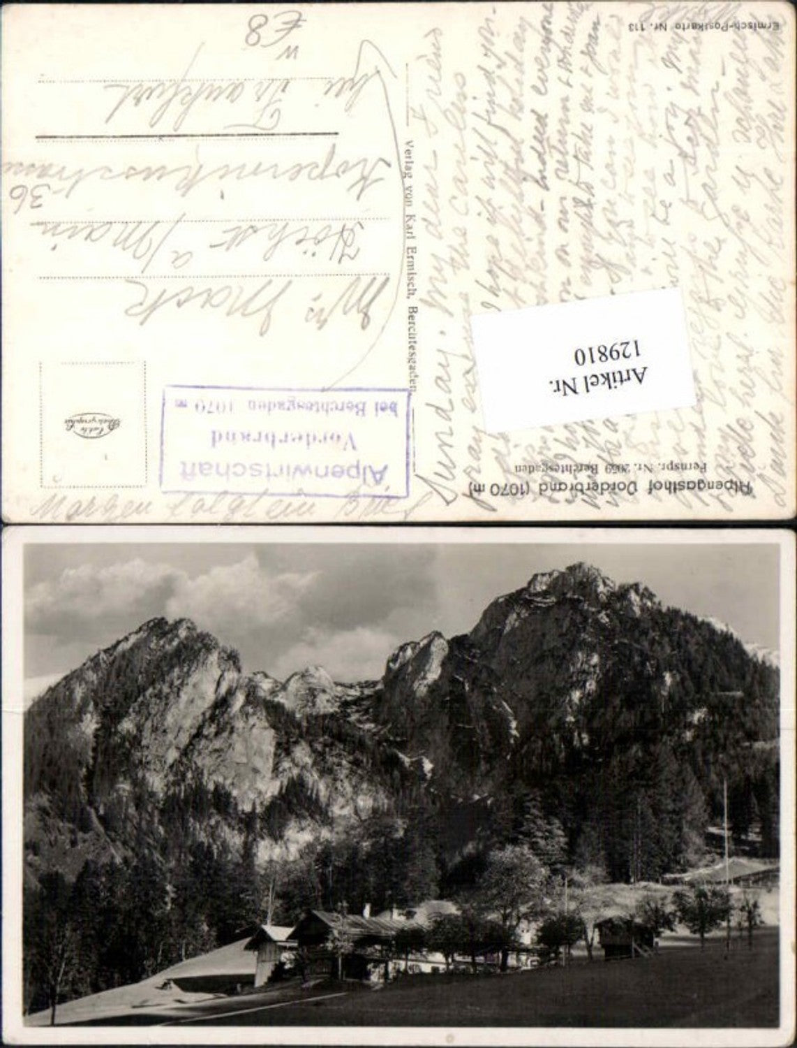129810,Gasthaus Vorderbrand bei Berchtesgaden 1940